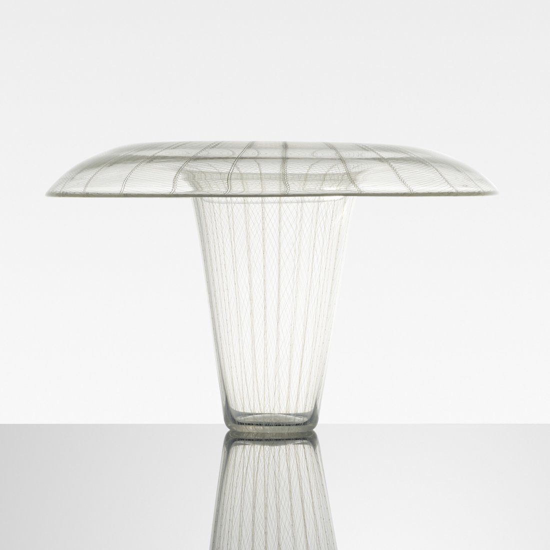 Vianello and Tagliapietra Corolla vase: Vinicio Vianello and Lino Tagliapietra Corolla vase Italy, 1981 14 dia x 9 h inches Incised signature to underside: [Vinicio Vianello 1981 7/166]. Signed with decal distributor's label to lip: [Galler