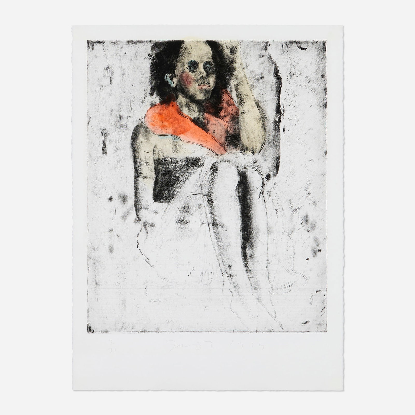 Jim Dine, A Little Girl (from the Eight Sheets from an Undefined Novel, State II portfolio): Jim Dine A Little Girl (from the Eight Sheets from an Undefined Novel, State II portfolio) 1979etching and aquatint wih hand-coloring on BFK Rives image: 24 h x 19.625 w in (61 x 50 cm) sheet: 29.