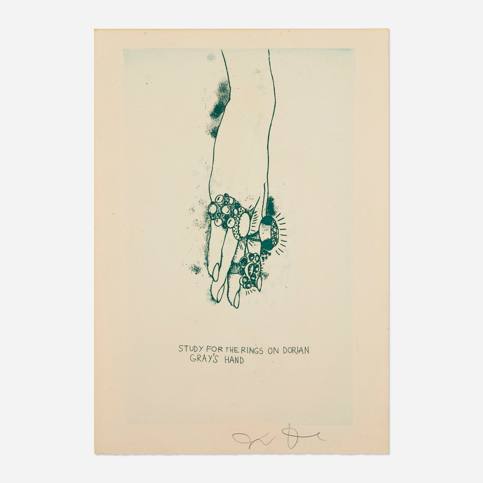 Jim Dine, Study for the Rings on Dorian Gray's Hand (from The Picture of Dorian Gray portfolio) (1 of 3)