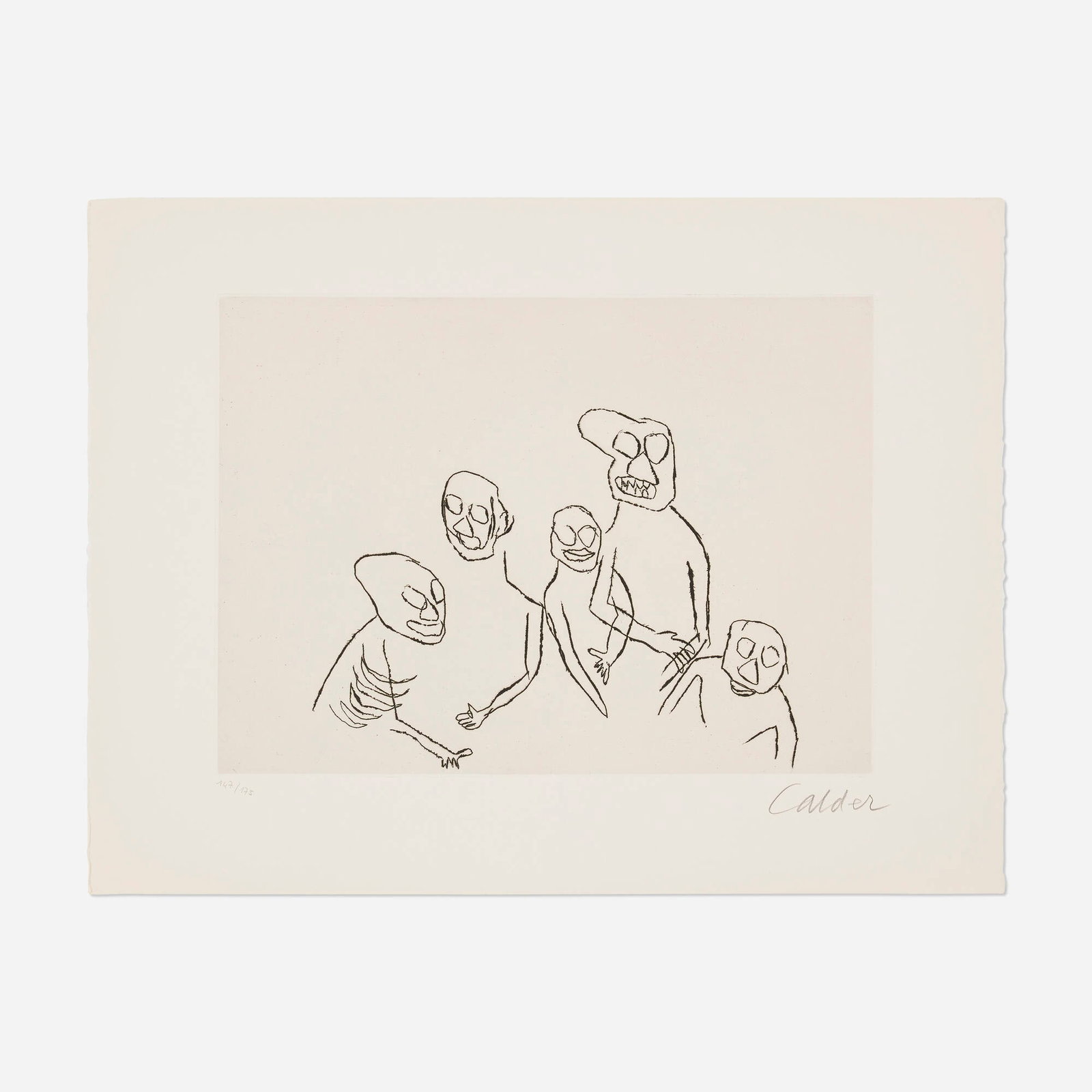 Alexander Calder, Untitled (Santa Claus IX): Alexander Calder Untitled (Santa Claus IX) 1974etching on Arches image: 13.75 h x 18.75 w in (35 x 48 cm) sheet: 19.875 h x 26 w in (50 x 66 cm) Signed and numbered to lower edge '147/175 C