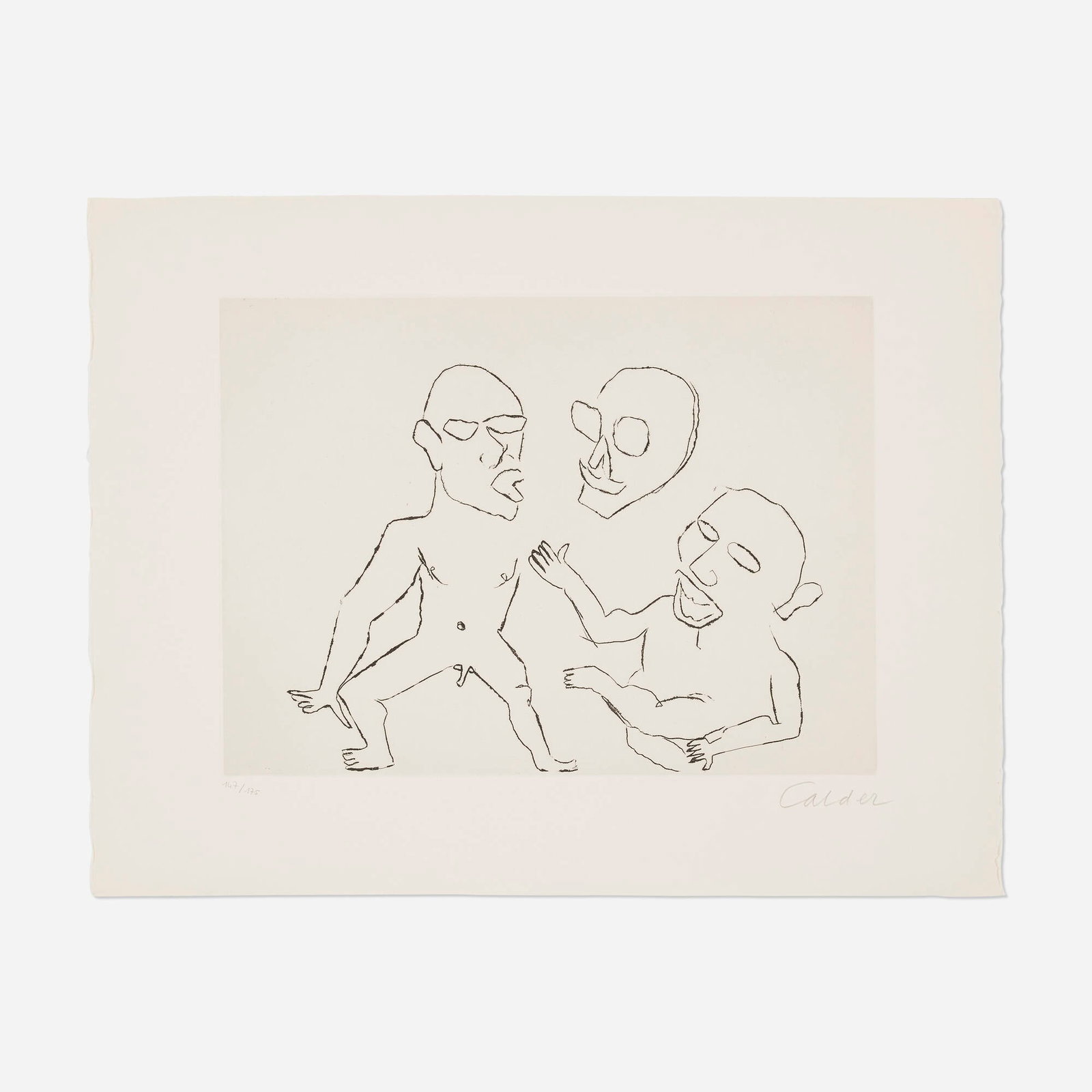 Alexander Calder, Untitled (Santa Claus VII): Alexander Calder Untitled (Santa Claus VII) 1974etching on Arches image: 13.75 h x 19.75 w in (35 x 50 cm) sheet: 19.625 h x 26 w in (50 x 66 cm) Signed and numbered to lower edge '147/175
