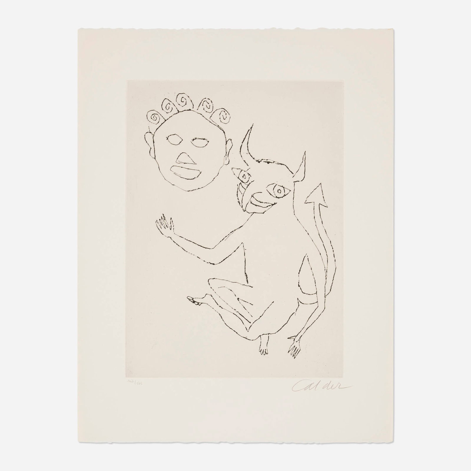 Alexander Calder, Untitled (Santa Claus VIII): Alexander Calder Untitled (Santa Claus VIII) 1974 etching on Arches image: 18.625 h x 13.5 w in (47 x 34 cm) sheet: 26 h x 19.875 w in (66 x 50 cm) Signed and numbered to lower edge '147/175