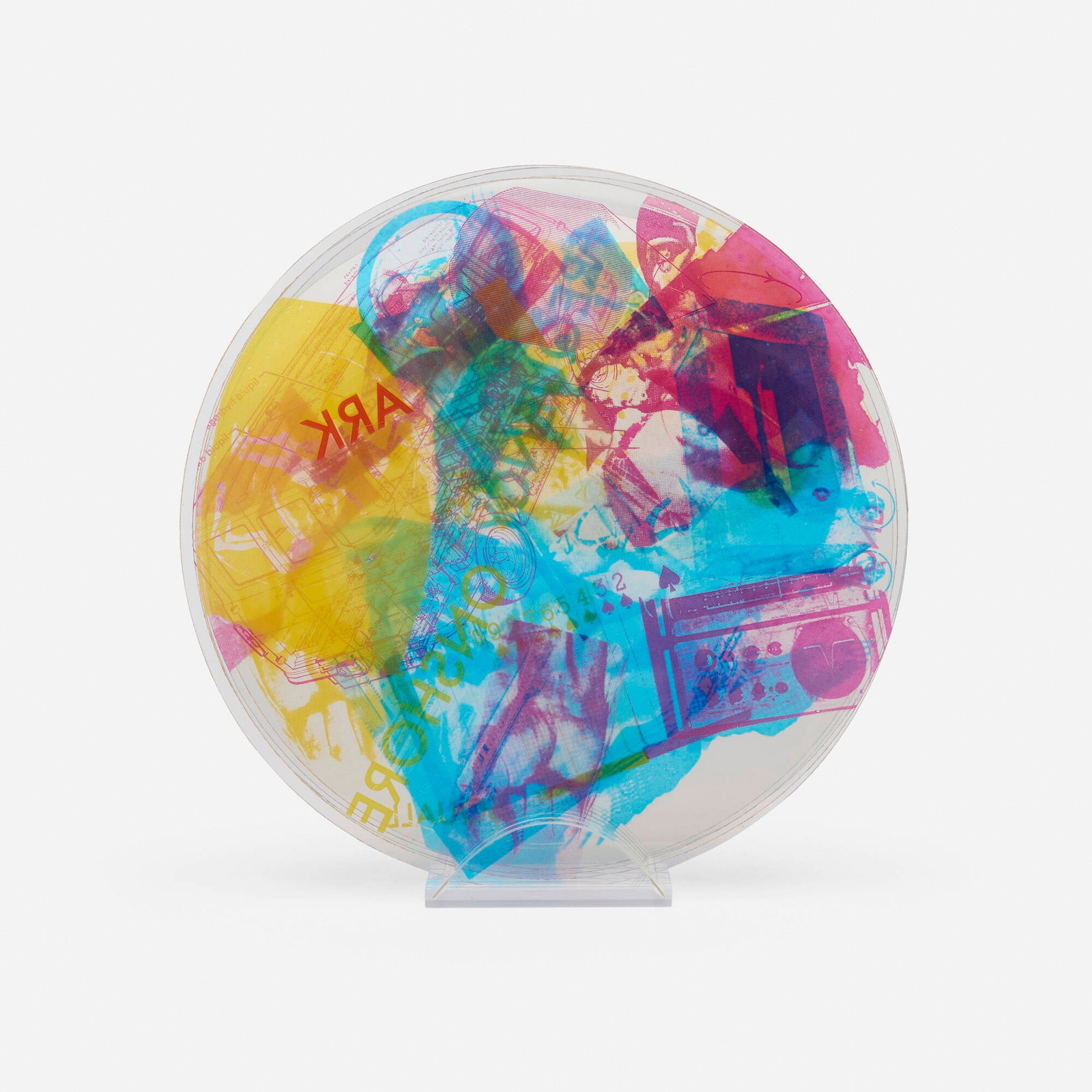 Robert Rauschenberg, Revolver (from the Artists & Photographs portfolio): Robert Rauschenberg Revolver (from the Artists & Photographs portfolio) 1970screenprint in colors on acrylic 9 h x 9 w x 4.375 d in (23 x 23 x 11 cm) This work is from the edition of 1200 publ