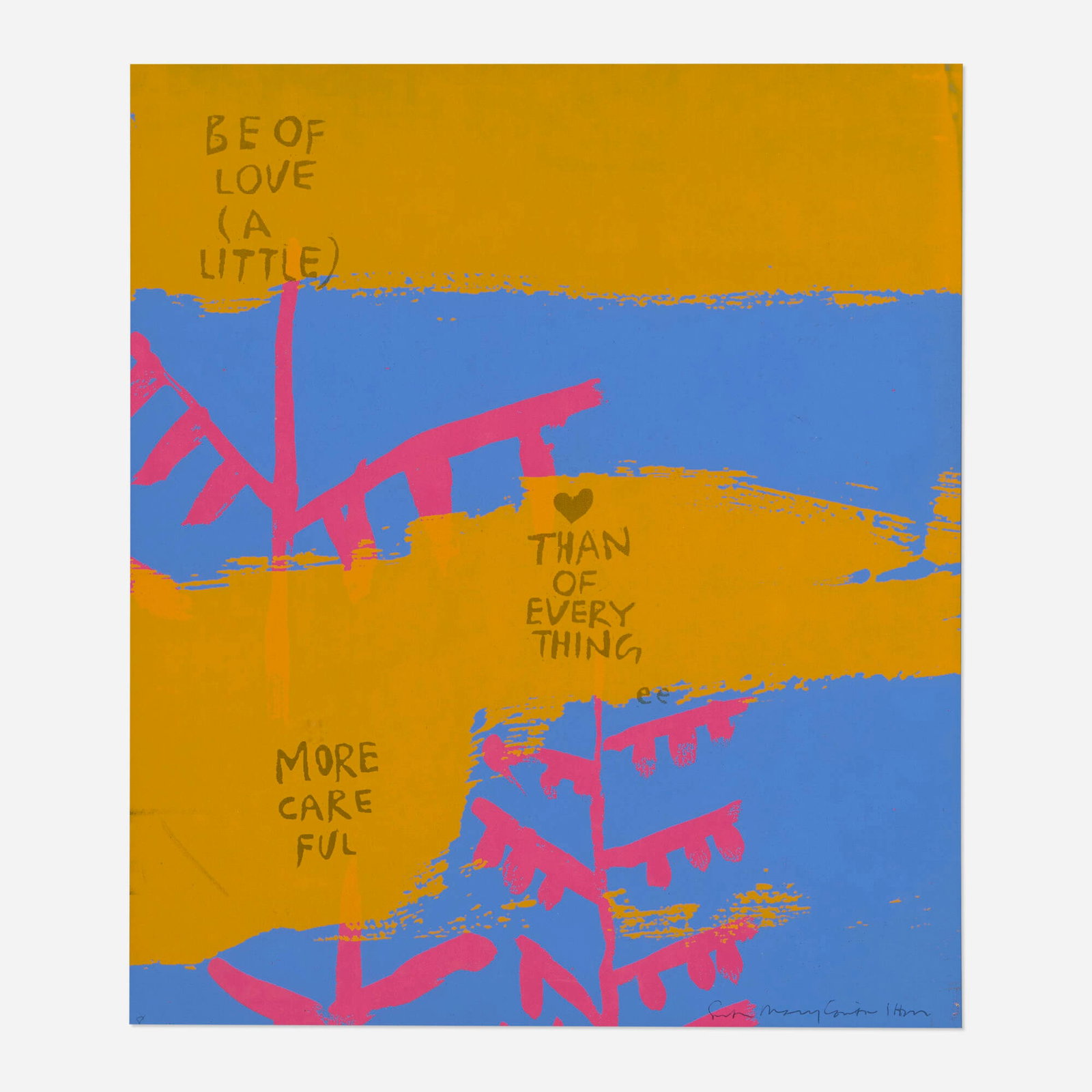 Corita Kent (Sister Mary Corita), be of love #8: Corita Kent (Sister Mary Corita) be of love #8 1963screenprint in colors sight: 10.75 h x 9.25 w in (27 x 23 cm) Signed and numbered to lower edge '8 Sister Mary Corita IHM'. This work is from