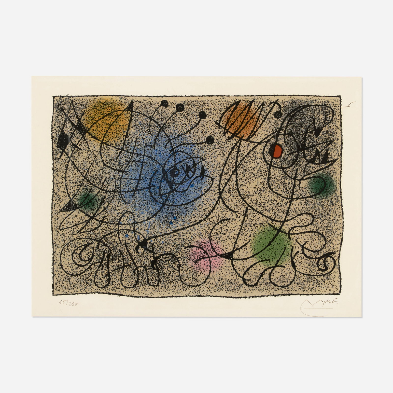 Joan Miro, Untitled (from the Flight portfolio): Joan Miro Untitled (from the Flight portfolio) 1966 / 1971lithograph in colors image: 13.75 h x 19.5 w in (35 x 50 cm) sight: 16.25 h x 22.25 w in (41 x 57 cm) Signed and numbered to lower
