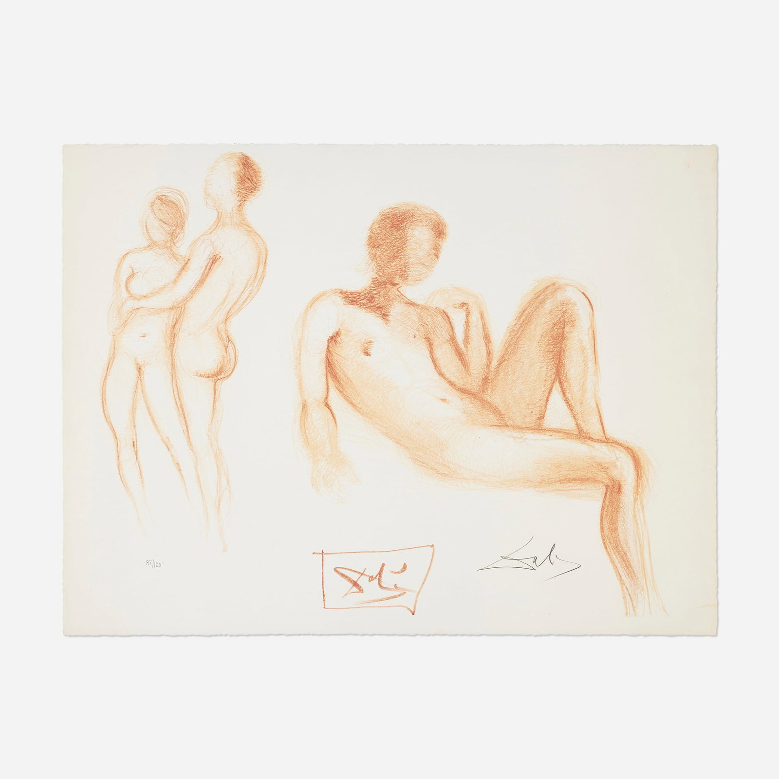 Salvador Dali, Couples Nus (from the Nudes series): Salvador Dali Couples Nus (from the Nudes series) 1972 lithograph 22.125 h x 29.75 w in (56 x 76 cm) Signed and numbered to lower right '87/120 Dali'. This work is number 87 from the edition of