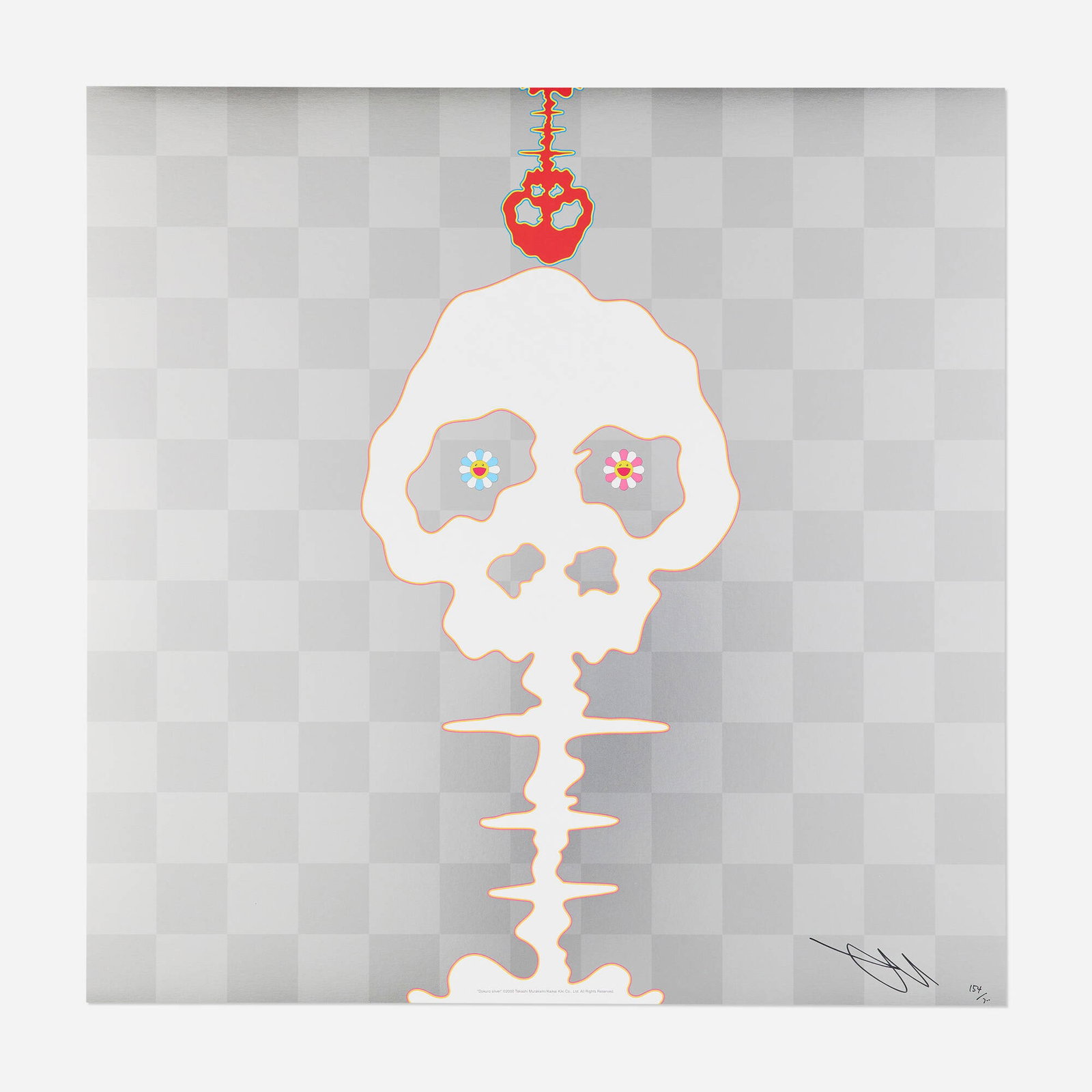 Takashi Murakami, Dokuro silver: Takashi Murakami Dokuro silver 2000offset lithograph in colors 19.625 h x 19.625 w in (50 x 50 cm) Signed and numbered to lower right 'Murakami 154/300'. This work is number 154 from the editi