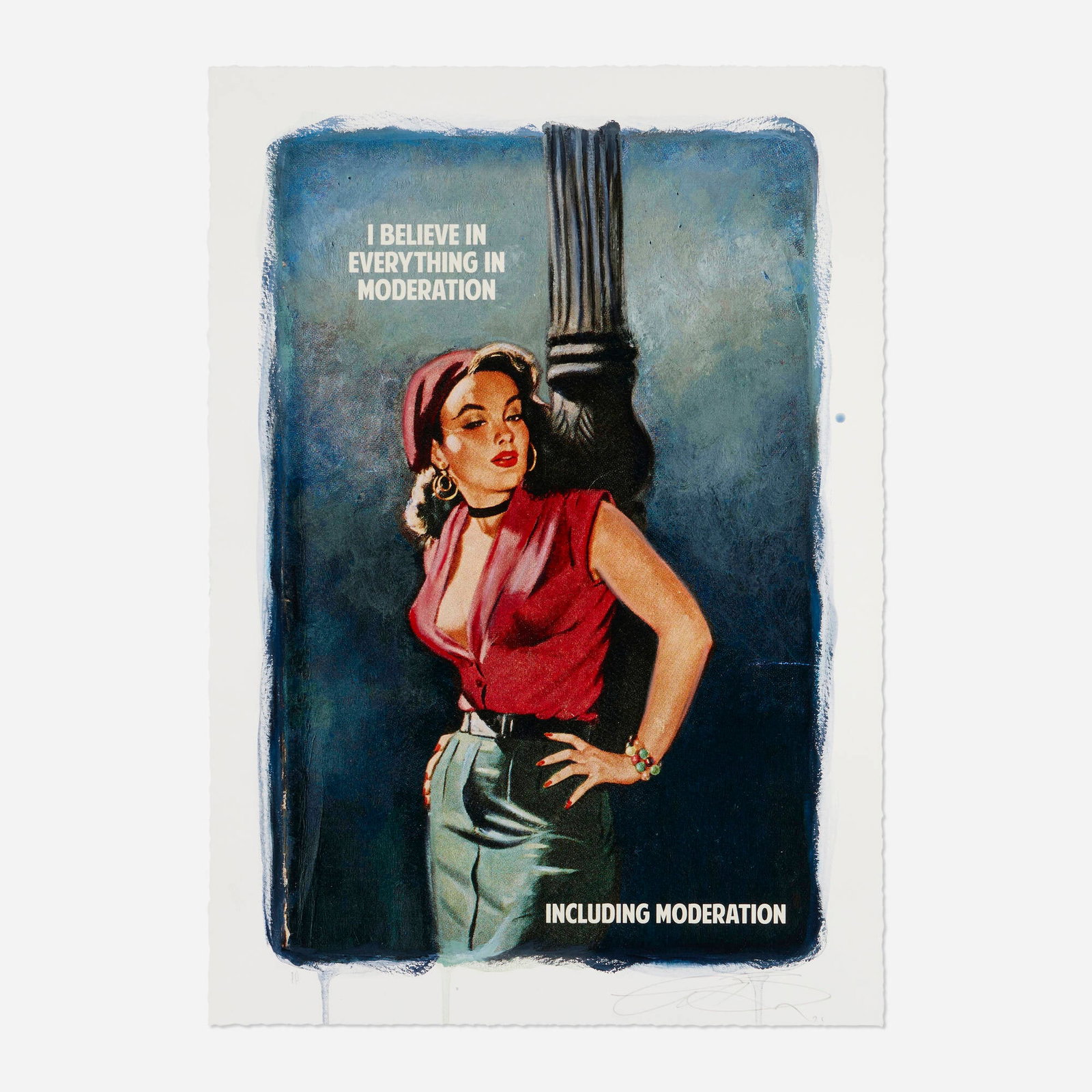 The Connor Brothers, I Believe in Everything in Moderation (Including Moderation): The Connor Brothers I Believe in Everything in Moderation (Including Moderation) 2021giclee print with screenprinted varnish image: 14.5 h x 9.75 w in (37 x 25 cm) sheet: 16.25 h x 11.375 w in (41