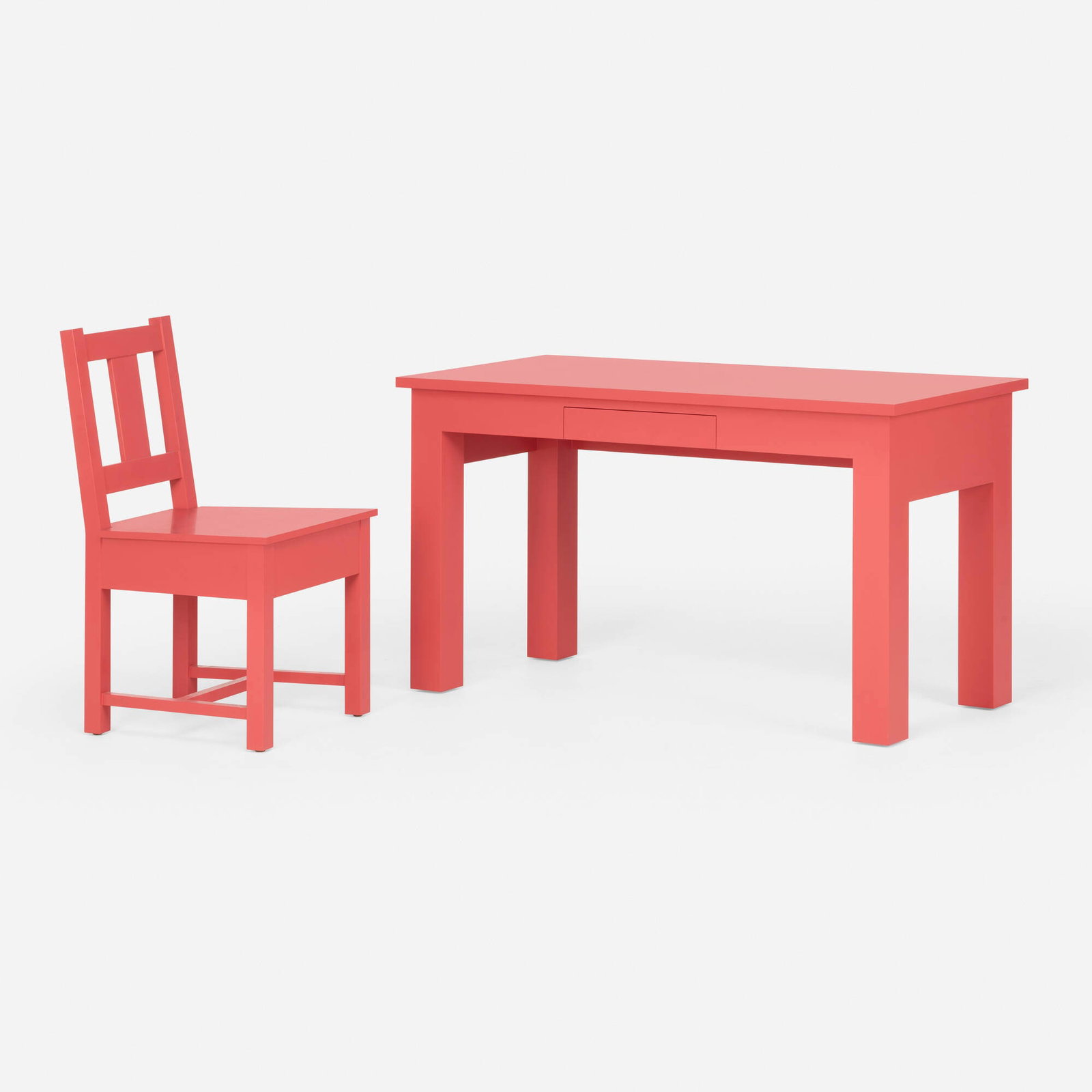 Roy McMakin, Table and Simple chair: Roy McMakin Table and Simple chair Domestic Furniture Co.USA, 2004Eastern maple and enamel paint table: 29.75 h x 52 w x 24 d in (76 x 132 x 61 cm) chair: 36.25 h x 19 w x 22.5 d in (92 x 48
