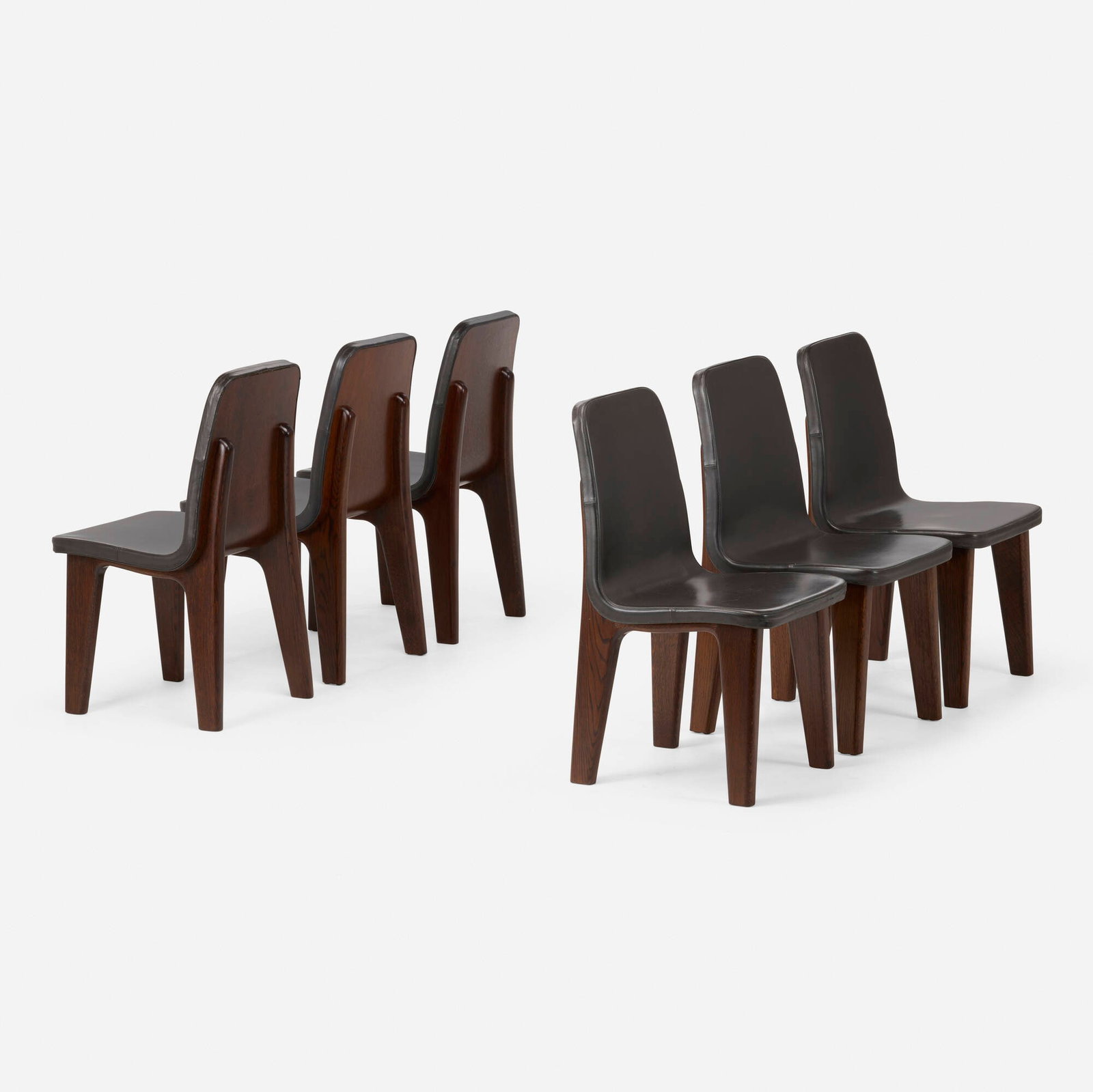 Marc Newson, Dining chairs from Lever House, New York, set of six: Marc Newson Dining chairs from Lever House, New York, set of six Meritalia Australia / Italy, 2003 leather upholstery, oak 35.75 h x 18.5 w x 22 d in (91 x 47 x 56 cm) Metal manufacturer's