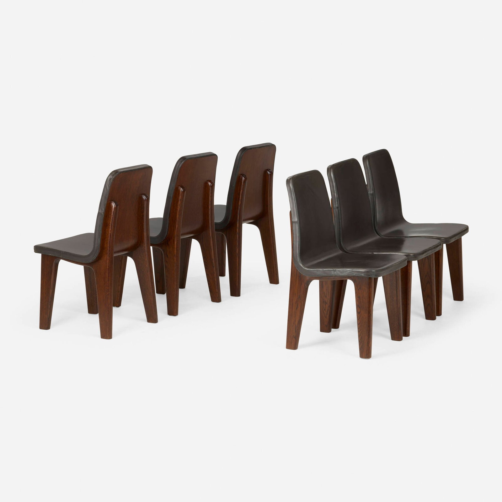 Marc Newson, Dining chairs from Lever House, New York, set of six: Marc Newson Dining chairs from Lever House, New York, set of six Meritalia Australia / Italy, 2003 leather upholstery, oak 35.75 h x 18.5 w x 22 d in (91 x 47 x 56 cm) Metal manufacturer's
