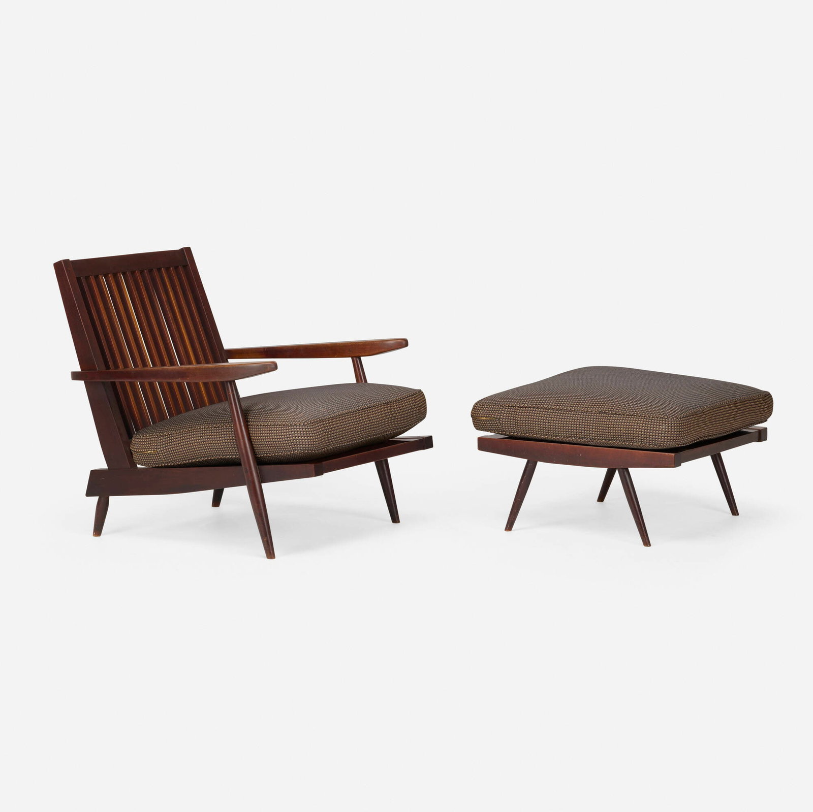 George Nakashima, Cushion chair with arms and ottoman (1 of 5)