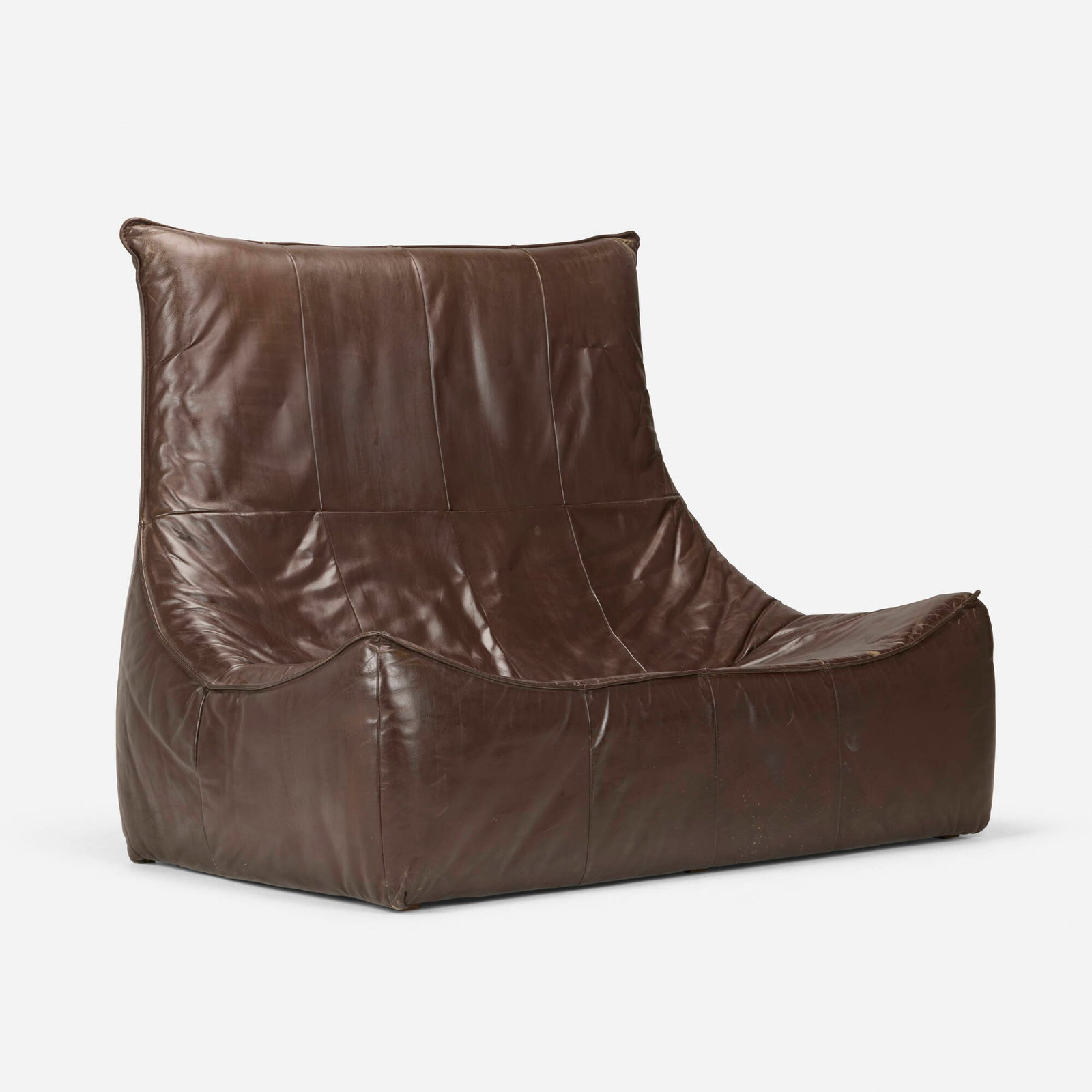Gerard van den Berg, The Rock settee: Gerard van den Berg The Rock settee Montis The Netherlands, c. 1975 leather upholstery 45 h x 58 w x 40 d in (114 x 147 x 102 cm) Provenance: Private Collection