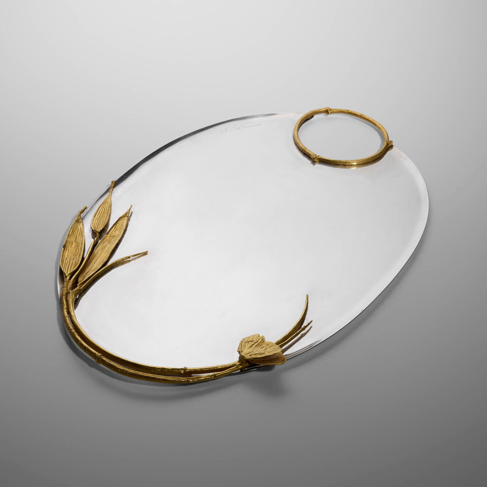 Claude Lalanne, Tray: Claude Lalanne Tray Artcurial France, c. 1985 silver-plated bronze, gold-plated bronze 16.5 h x 11 w x 0.5 d in (42 x 28 x 1 cm) Incised signature and number to edge 'Cl. Lalanne 86/250'. Molded