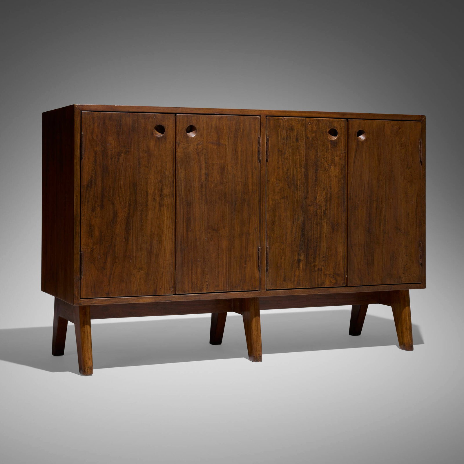 Pierre Jeanneret, Cabinet from Administration Buildings, Chandigarh: Pierre Jeanneret Cabinet from Administration Buildings, Chandigarh France/India, c. 1957-58teak, aluminum 35.25 h x 54.5 w x 18 d in (90 x 138 x 46 cm) Cabinet features four doors concealing t