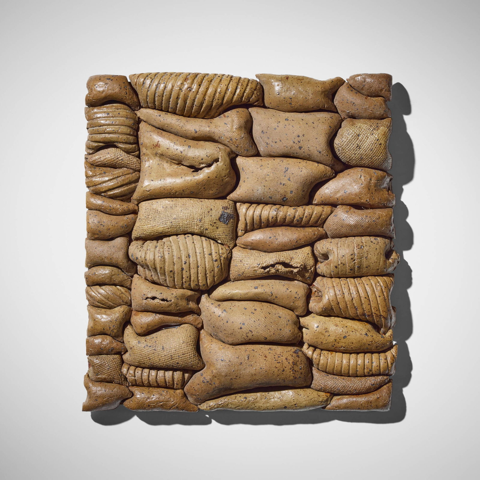 Anne Barres, Untitled (wall mural): Anne Barres Untitled (wall mural) c. 1975 glazed earthenware 23 h x 24.5 w x 4 d in (58 x 62 x 10 cm) Provenance: Important Private Texas Collection This work will ship from Chicago, Illinois.