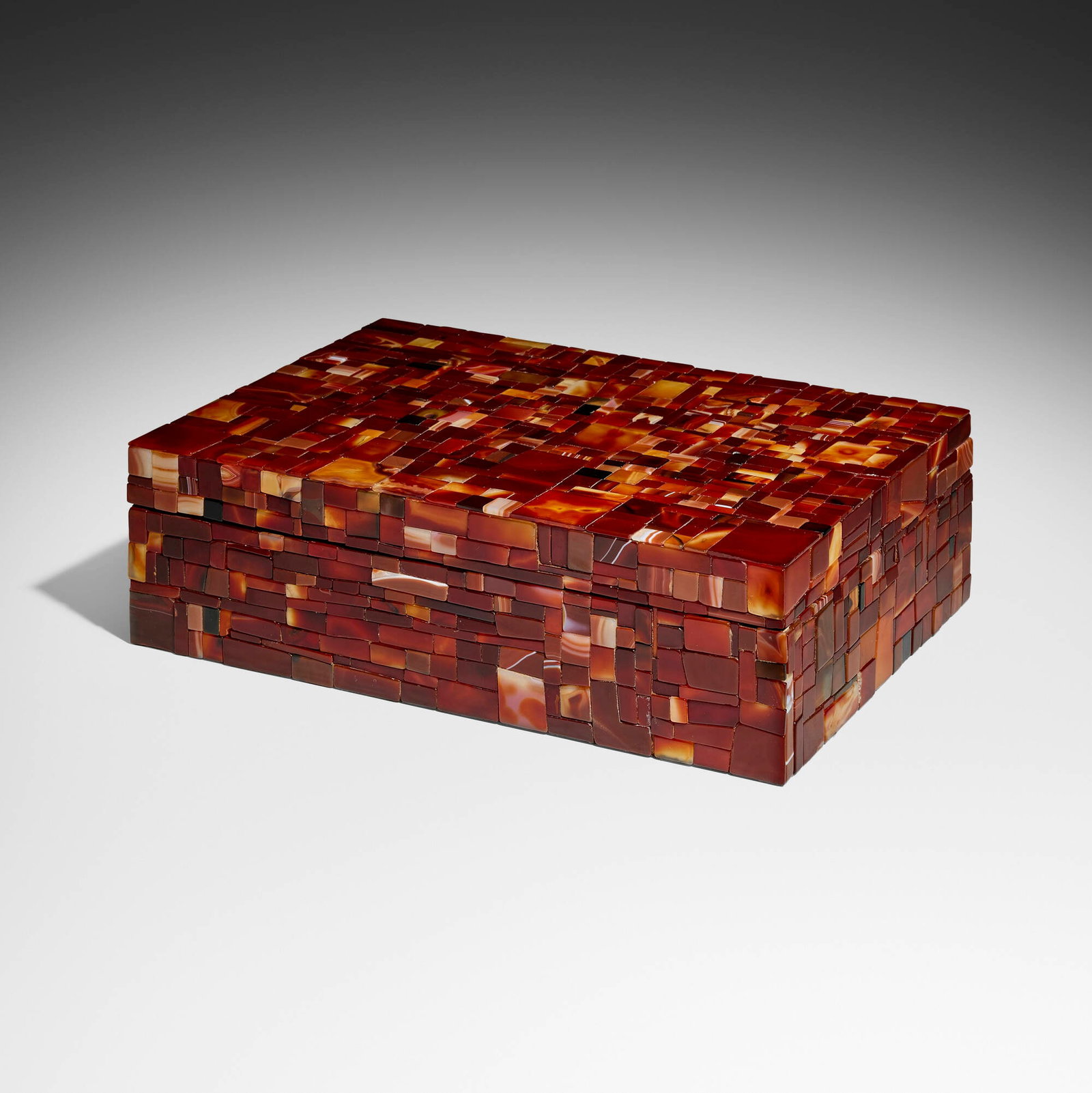 Ado Chale, Cigar box: Ado Chale Cigar box Belgium, c. 1975 agate over wood 4.75 h x 16 w x 11.5 d in (12 x 41 x 29 cm) Signed to interior 'Ado Chale'. This work will ship from Chicago,