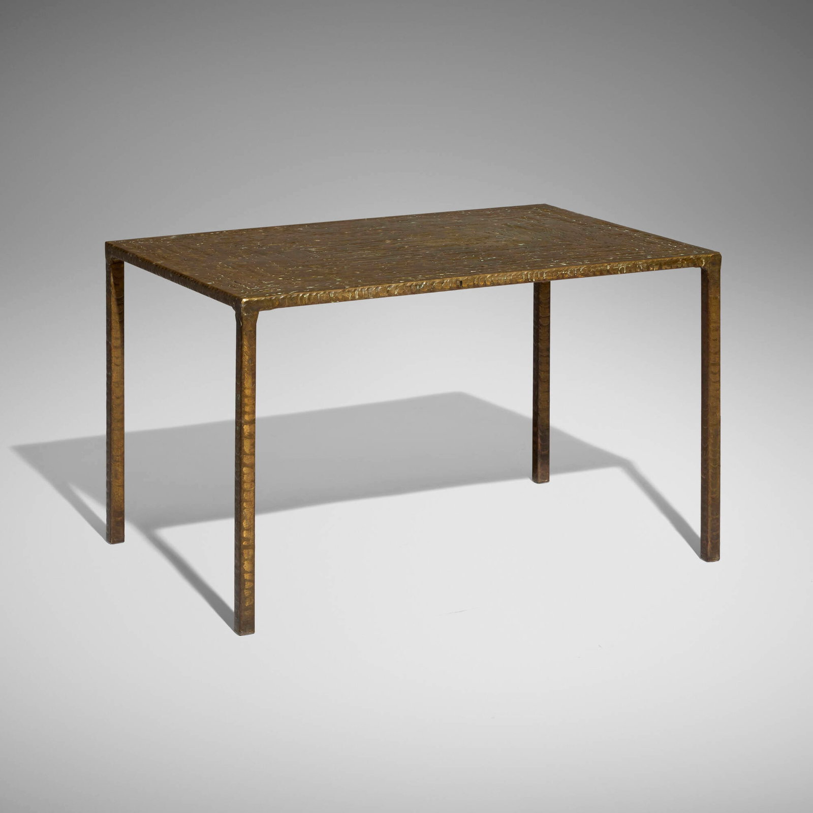 Costa Coulentianos, Coffee table: Costa Coulentianos Coffee table Greece, c. 1960 gilt steel 13.25 h x 21.375 w x 14.75 d in (34 x 54 x 37 cm) Provenance: Important Private Texas Collection This work will ship from Chicago,