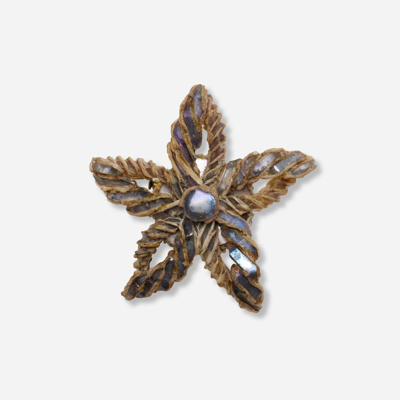 Line Vautrin, Brooch: Line Vautrin Brooch France, c. 1960 Talosel resin 2 h x 2.25 w x 0.5 d in (5 x 6 x 1 cm) Impressed artist's mark to reverse 'Joux'. Sold with a forthcoming certificate of authenticity from