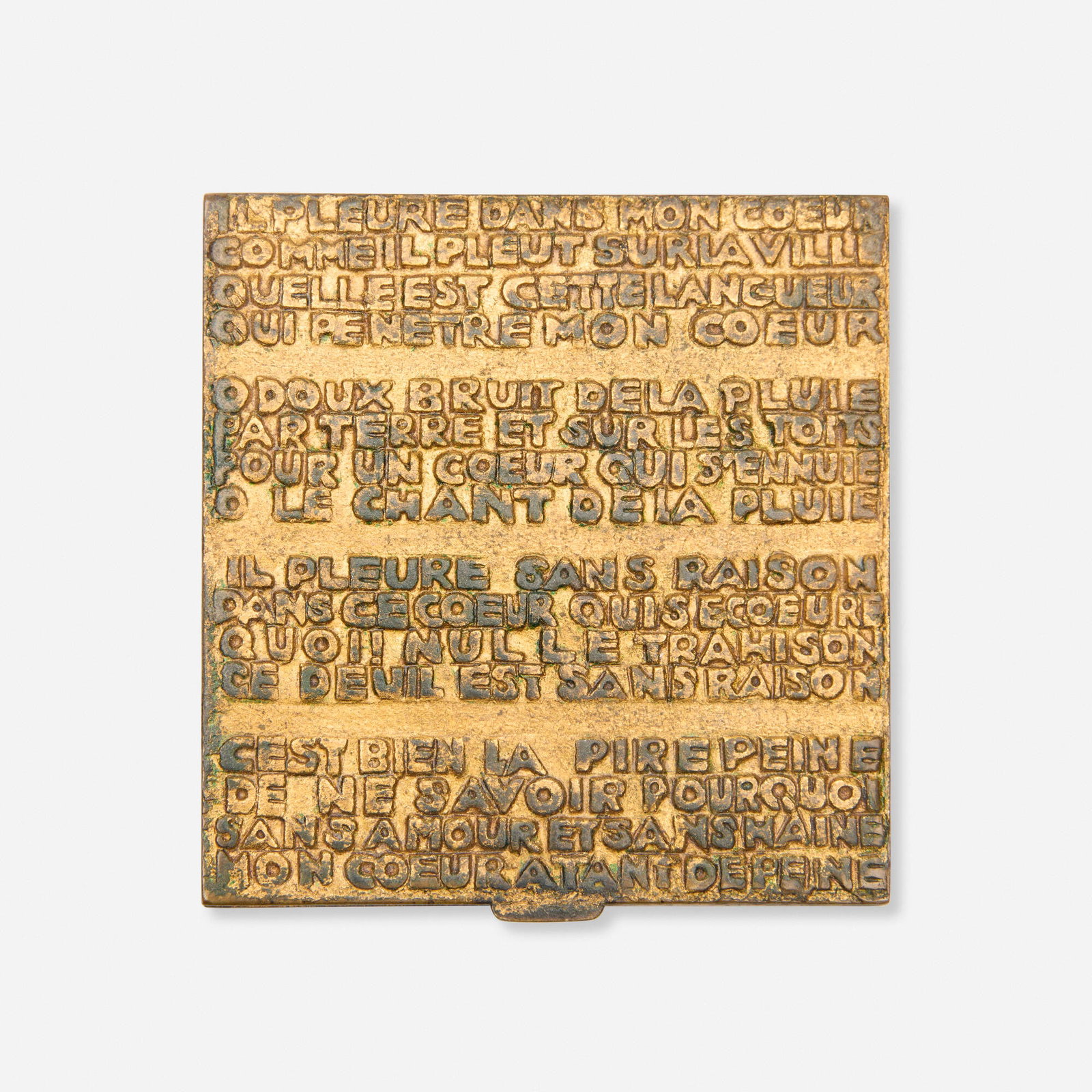 Line Vautrin, Compact: Line Vautrin Compact France gilt bronze, mirrored glass 0.375 h x 2.875 w x 3 d in (1 x 7 x 8 cm) Sold with a forthcoming certificate of authenticity from the Association Line Vautrin. 