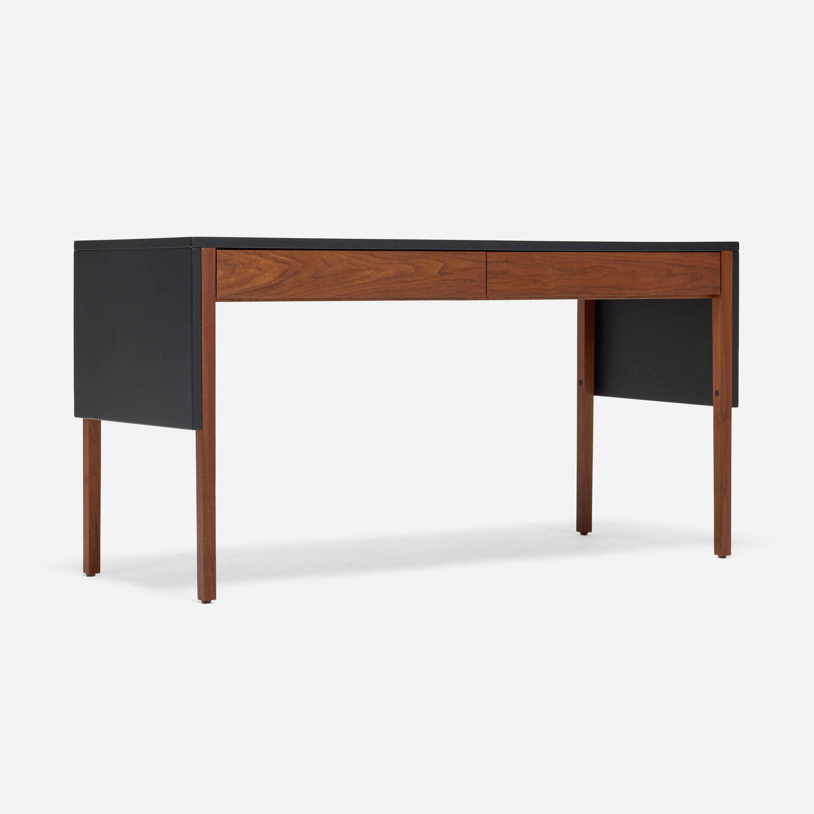 Neri & Hu, Drape desk: Neri & Hu Drape desk De La Espada China / Portugal, 21st century leather, Danish oiled walnut 30 h x 59 w x 22.75 d in (76 x 150 x 58 cm) Desk features two drawers and a drop-front compartment for