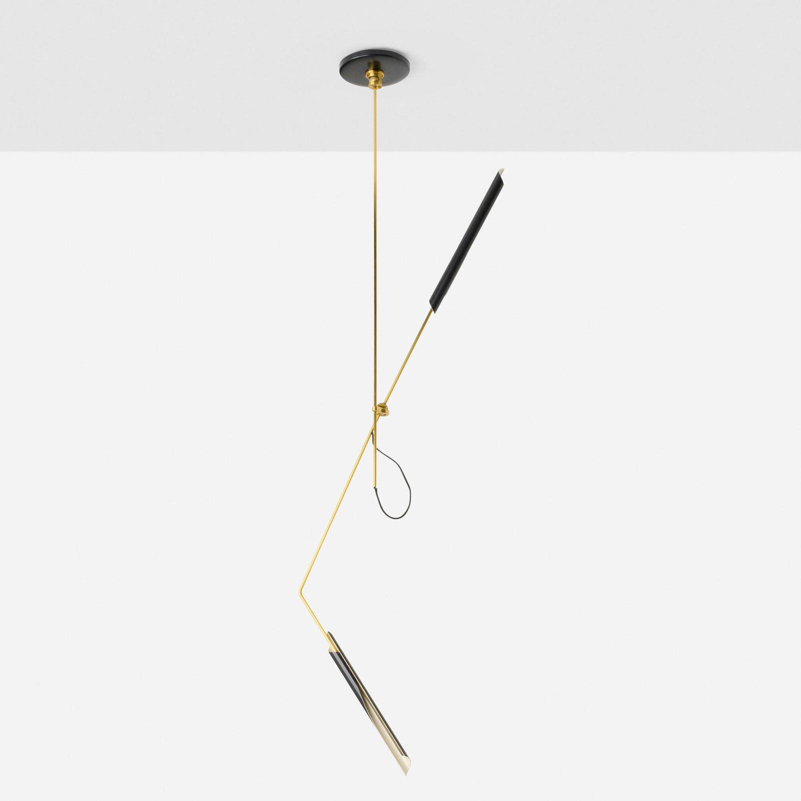 David Weeks Studio, LLC, Otto LS pendant, model 446: David Weeks Studio, LLC Otto LS pendant, model 446 USA, 21st century anodized and enameled brass 88 h x 30 w x 12 d in (224 x 76 x 30 cm) Applied manufacturer's label to ceiling mount 'Dav