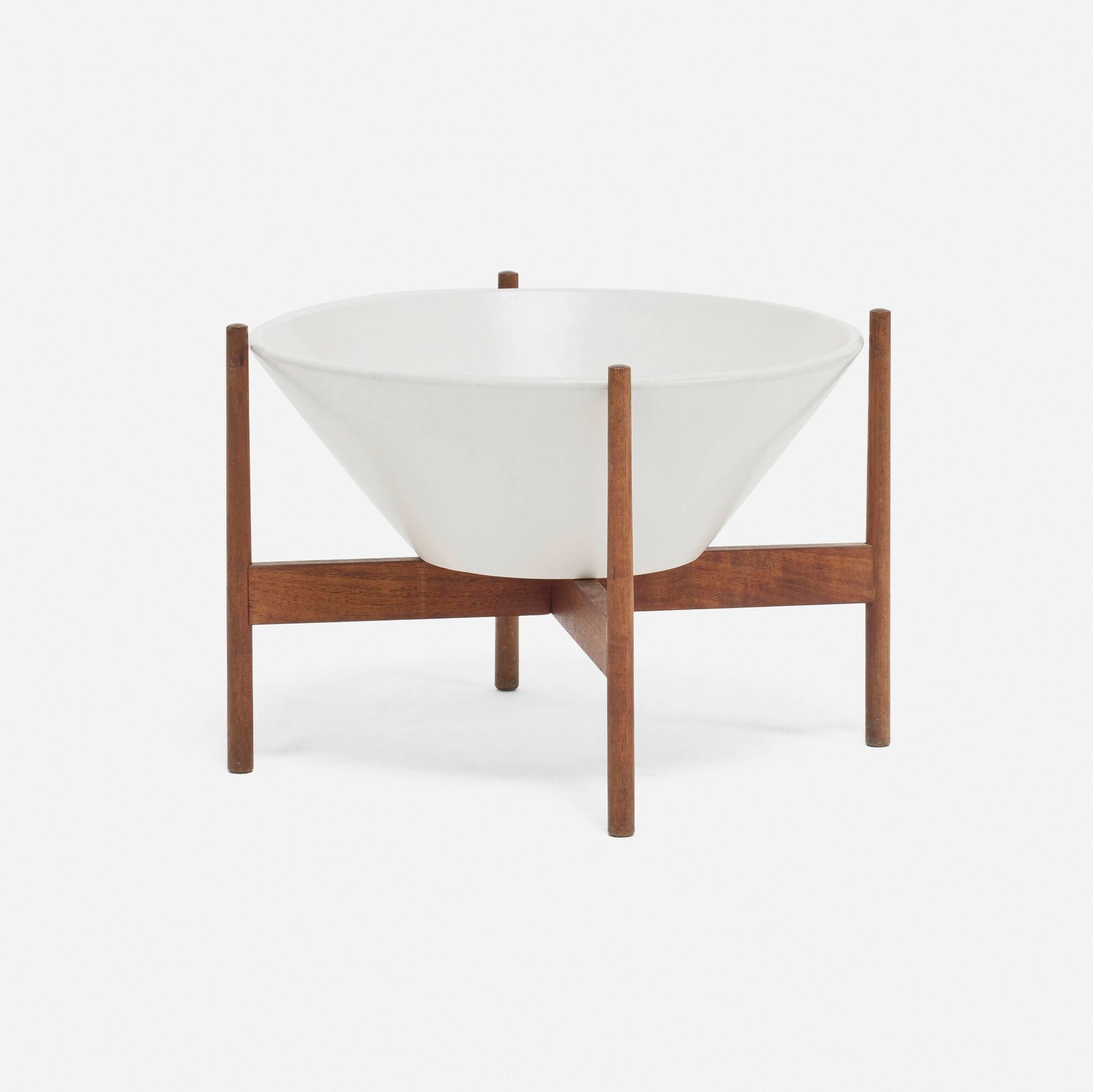 LaGardo Tackett, Planter, model SW-03: LaGardo Tackett Planter, model SW-03 Architectural Pottery USA, c. 1955 glazed earthenware, walnut 15.5 h x 20.75 w x 20.75 d in (39 x 53 x 53 cm) Impressed manufacturer's mark to interior