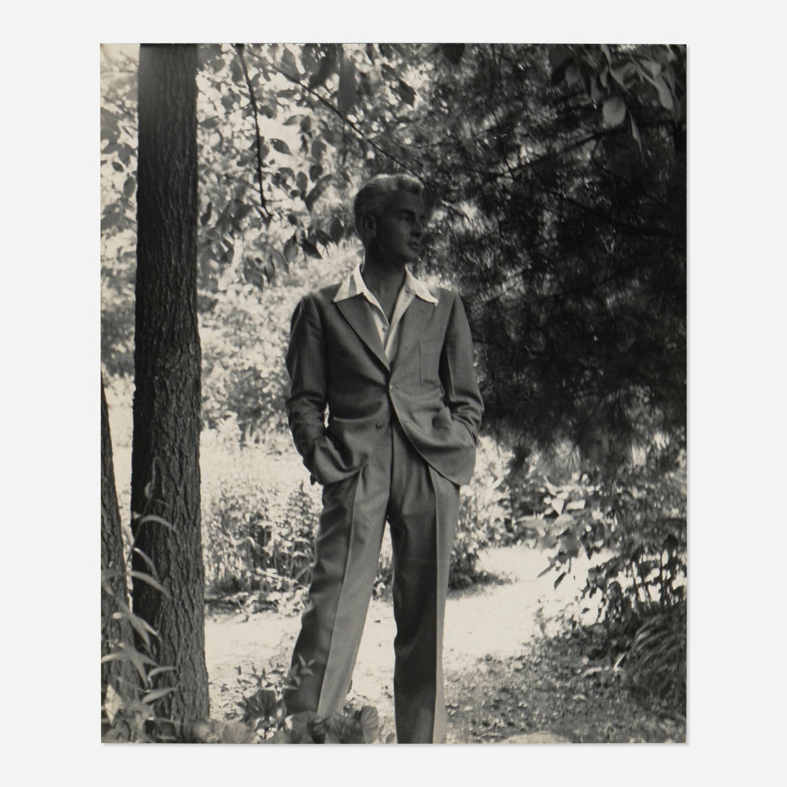 George Platt Lynes, Self-Portrait: George Platt Lynes Self-Portrait gelatin silver print 7.75 h x 6.5 w in (20 x 17 cm) Inscribed to verso 'GPL at St. Bl.' with collector's stamp. Provenance: Th