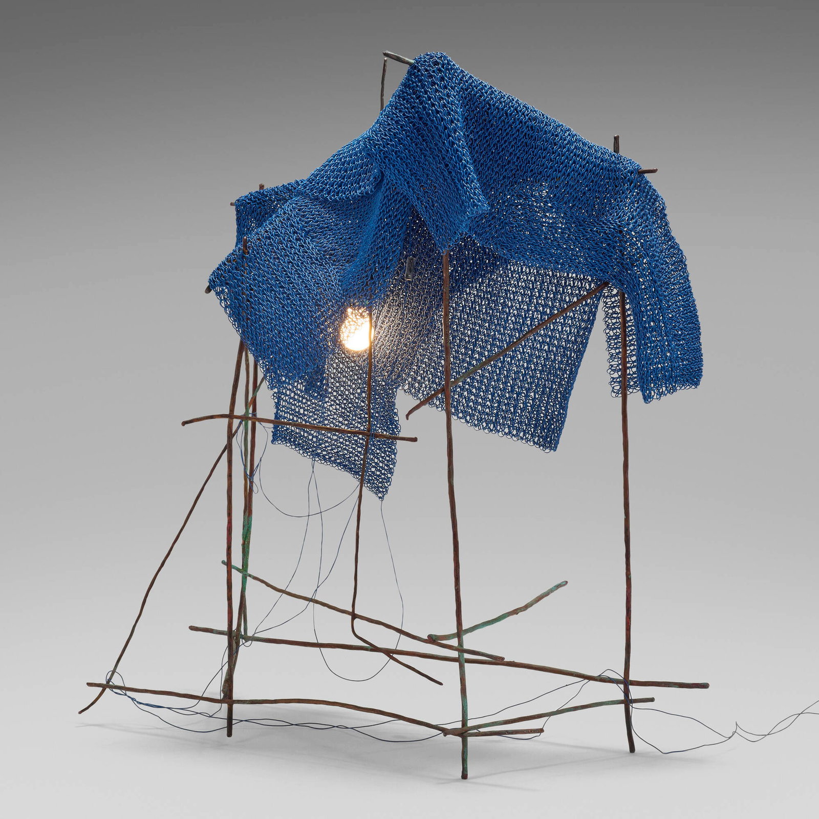 Kwangho Lee, Floor lamp from the Knot - Beyond the Inevitable series: Kwangho Lee Floor lamp from the Knot - Beyond the Inevitable series 2011 electric wire, bronze, handmade socket, bulb 50 h x 27 w x 25 d in (127 x 69 x 63 cm) Provenance: JF Chen, Los Angeles |