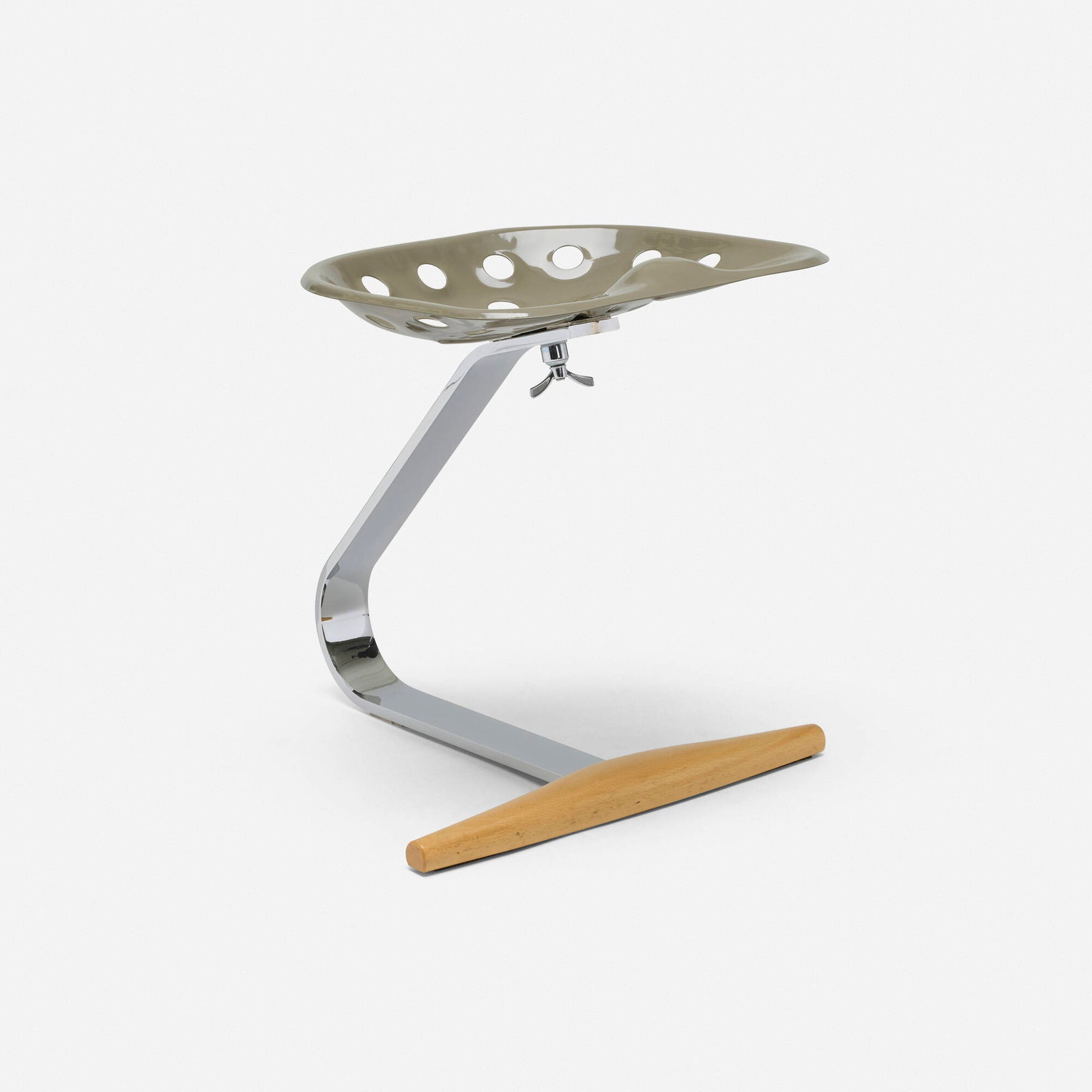 Achille & Pier Giacomo Castiglioni, Special edition Mezzadro stool: Achille & Pier Giacomo Castiglioni Special edition Mezzadro stool Zanotta Italy, 1957 / 2004 enameled steel, chrome-plated steel, beech 21 h x 19.5 w x 20 d in (53 x 50 x 51 cm) Impressed