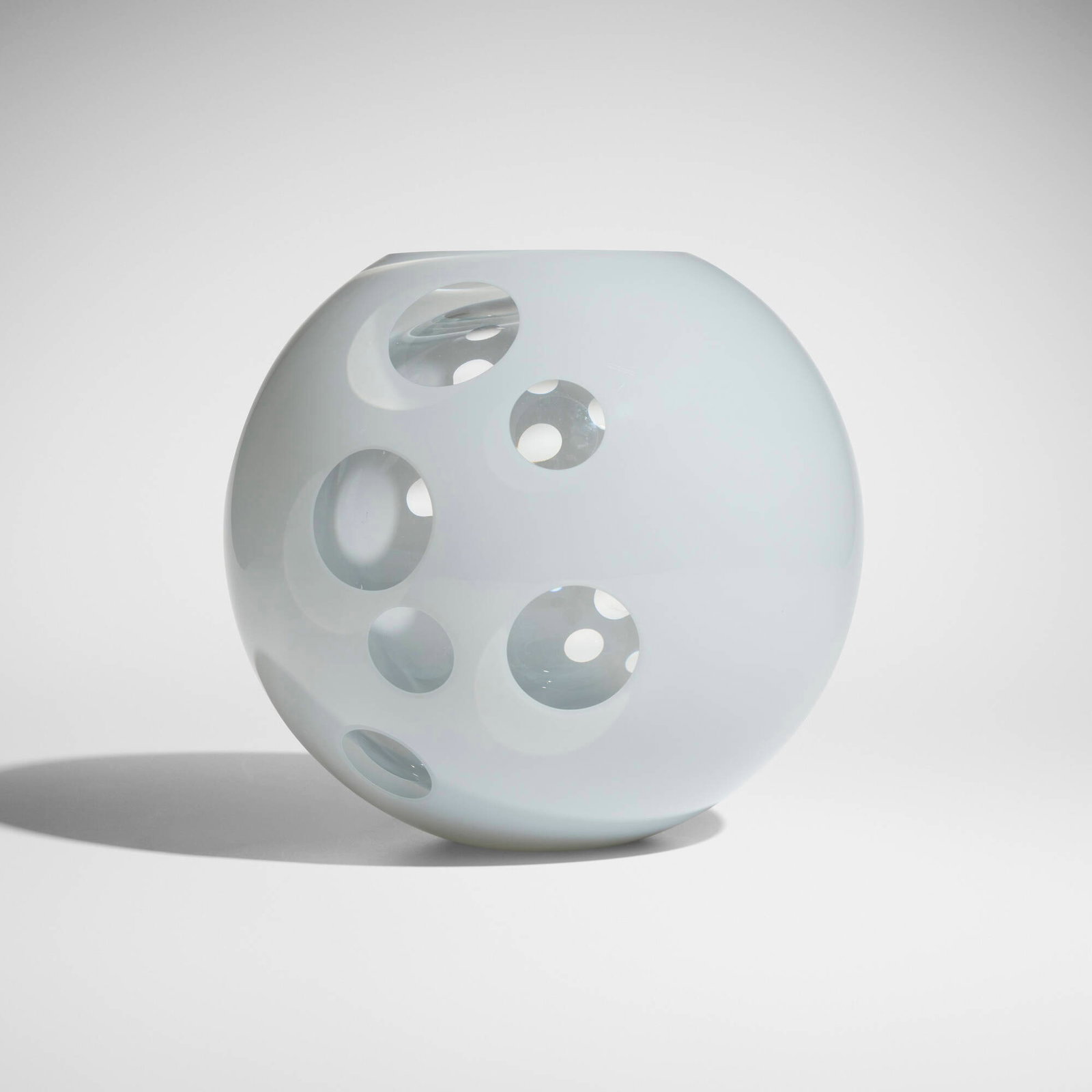 Carlo Nason, Moon vase, model S 2011 - S 2012: Carlo Nason Moon vase, model S 2011 - S 2012 A.V. Mazzega Italy, c. 1970 cased glass 10 h x 11 dia in (25 x 28 cm) Incised manufacturer's mark to underside 'a.v. mazzega murano'.