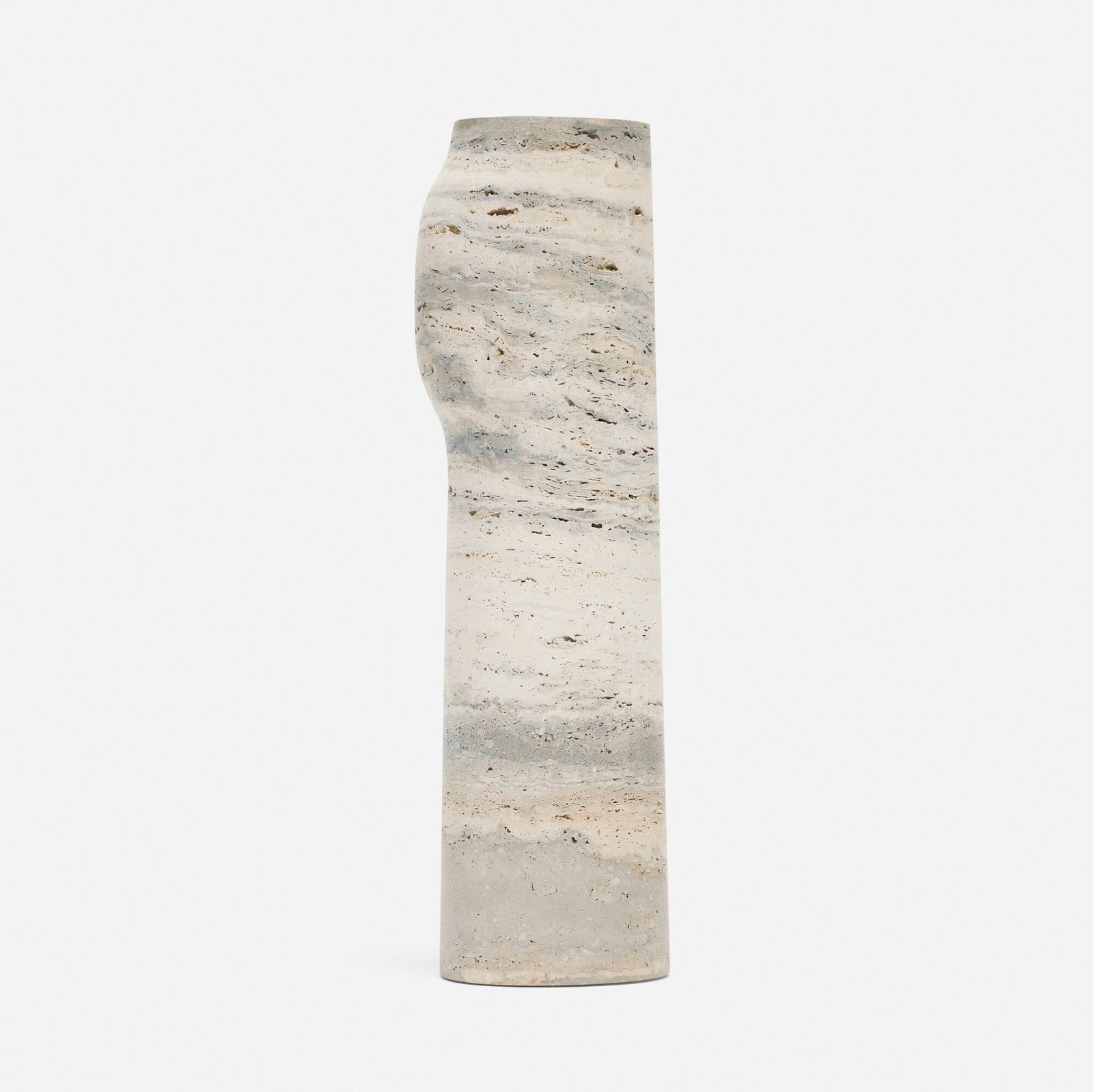 Christophe Delcourt, BOS vase: Christophe Delcourt BOS vase Collection Particuliere France, 2014 travertine, brass 27.75 h x 7.5 w x 6.25 d in (70 x 19 x 16 cm) This work will ship from Los Angeles, California.