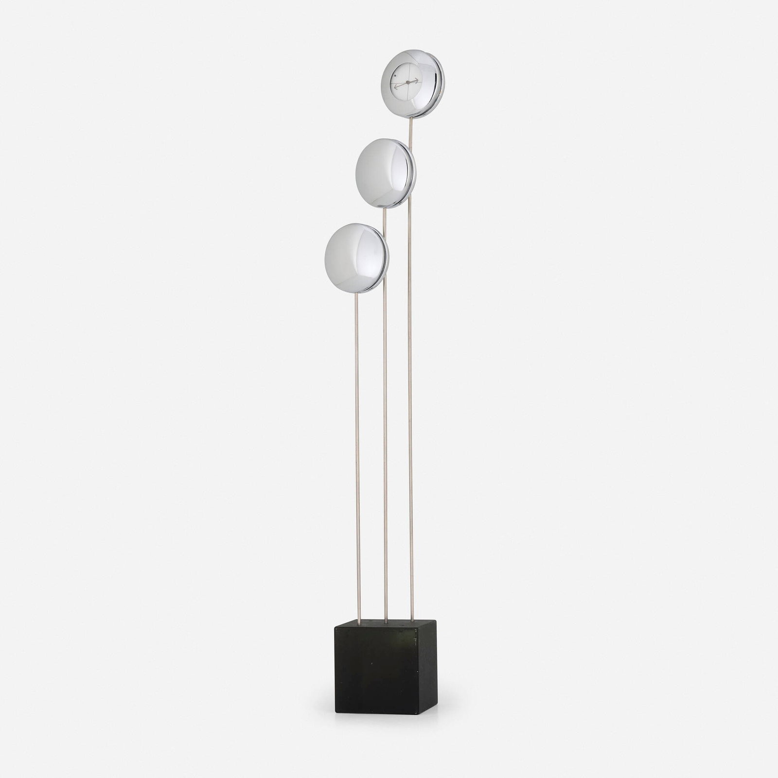 Mario Botta, Blumenzeit (sculptural clock): Mario Botta Blumenzeit (sculptural clock) Mondaine Watch Ltd. Switzerland, 1995 / 1996 15.25 h x 2 w x 2 d in (39 x 5 x 5 cm) This design was created in celebration of the 100th anniversary of