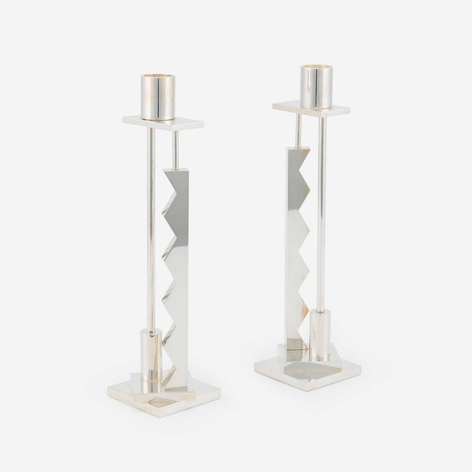 Ettore Sottsass, Silvershade candlesticks, pair (1 of 5)