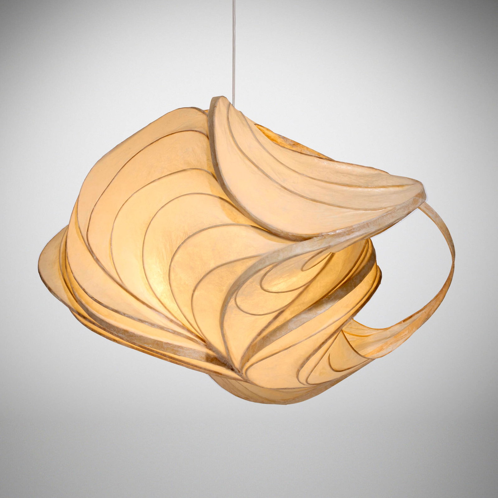 William Leslie, Hanging light sculpture: William Leslie Hanging light sculpture USA, 2006 laminated paper, wood, enameled steel 23 h x 40 w x 27.5 d in (58 x 102 x 70 cm) Signed, dated and numbered to top 'William Leslie PS 750 12/06'