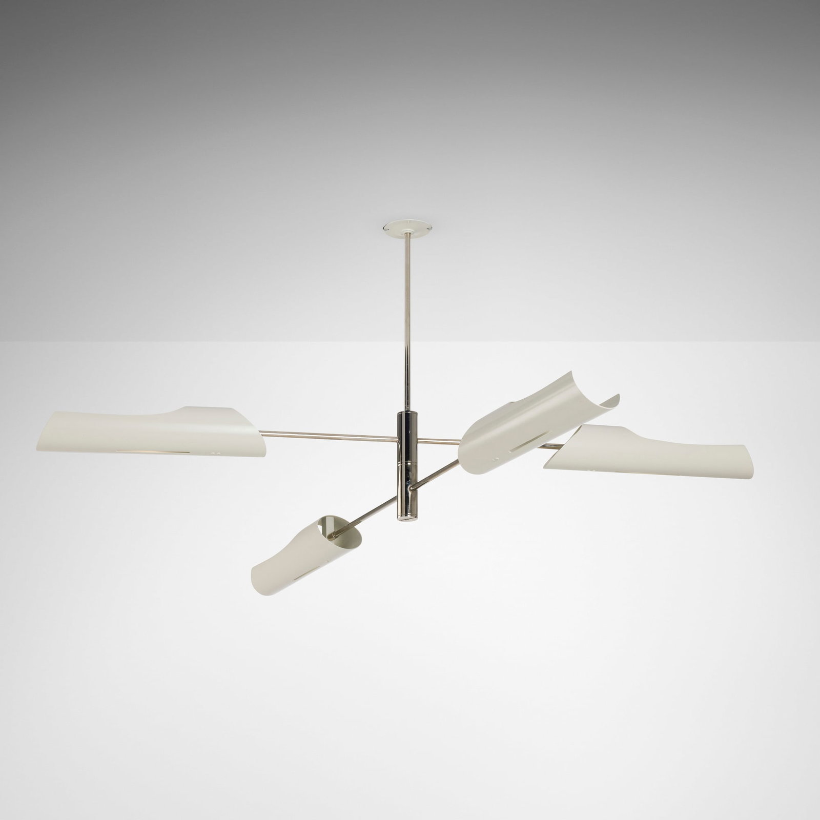 David Weeks, Torroja Cross chandelier, model 425: David Weeks Torroja Cross chandelier, model 425 David Weeks Studio LLC USA, c. 2009 enameled aluminum, chrome-plated steel 26.25 h x 61 w x 61 d in (67 x 155 x 155 cm) This wo