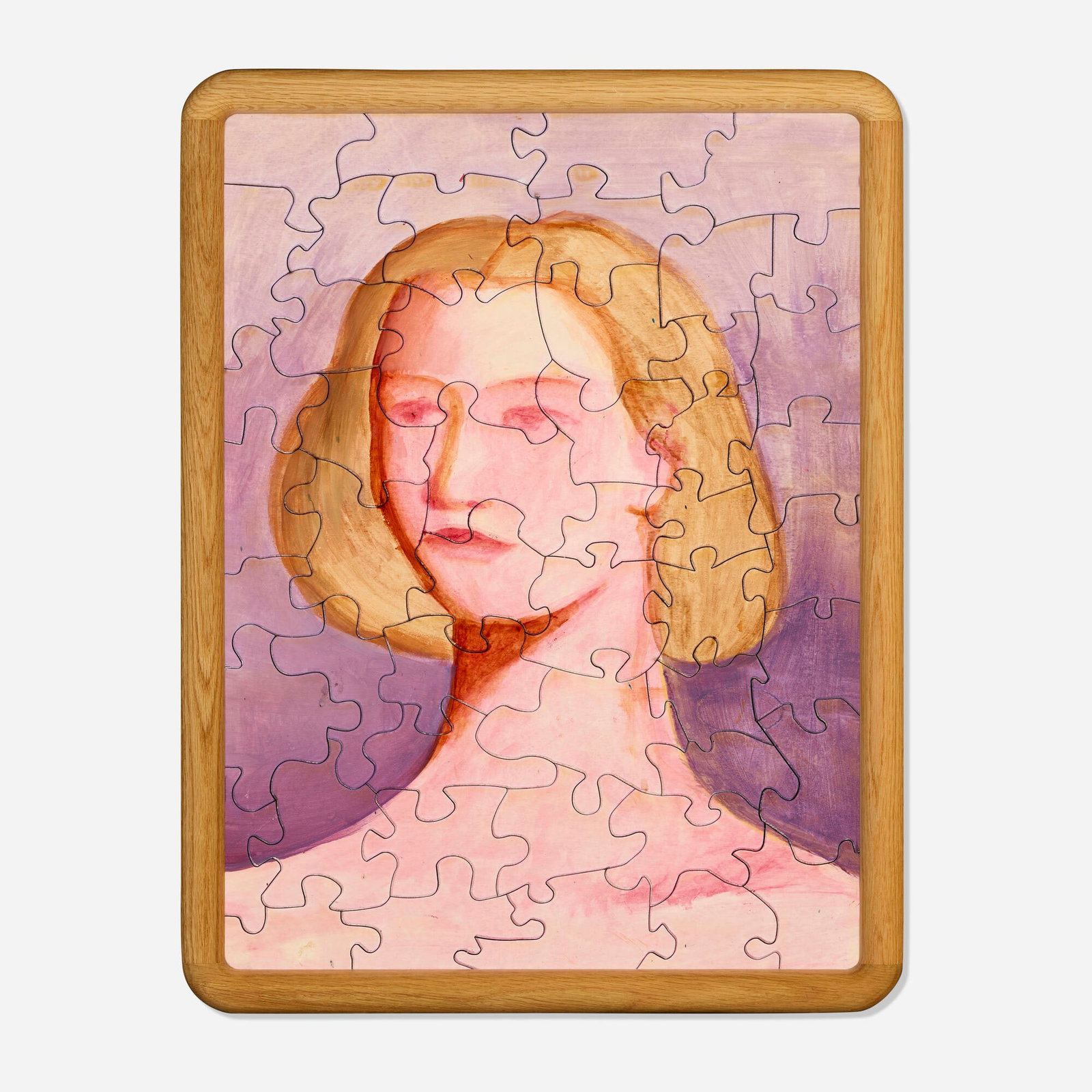Tyler Hays, Jigsaw Puzzle painting: Tyler Hays Jigsaw Puzzle painting BDDW c. 2024 acrylic, milk paint, and oil on wood in artist-made frame 24 h x 18 w in (61 x 46 cm) This work will ship from Lambertville, New Jersey.