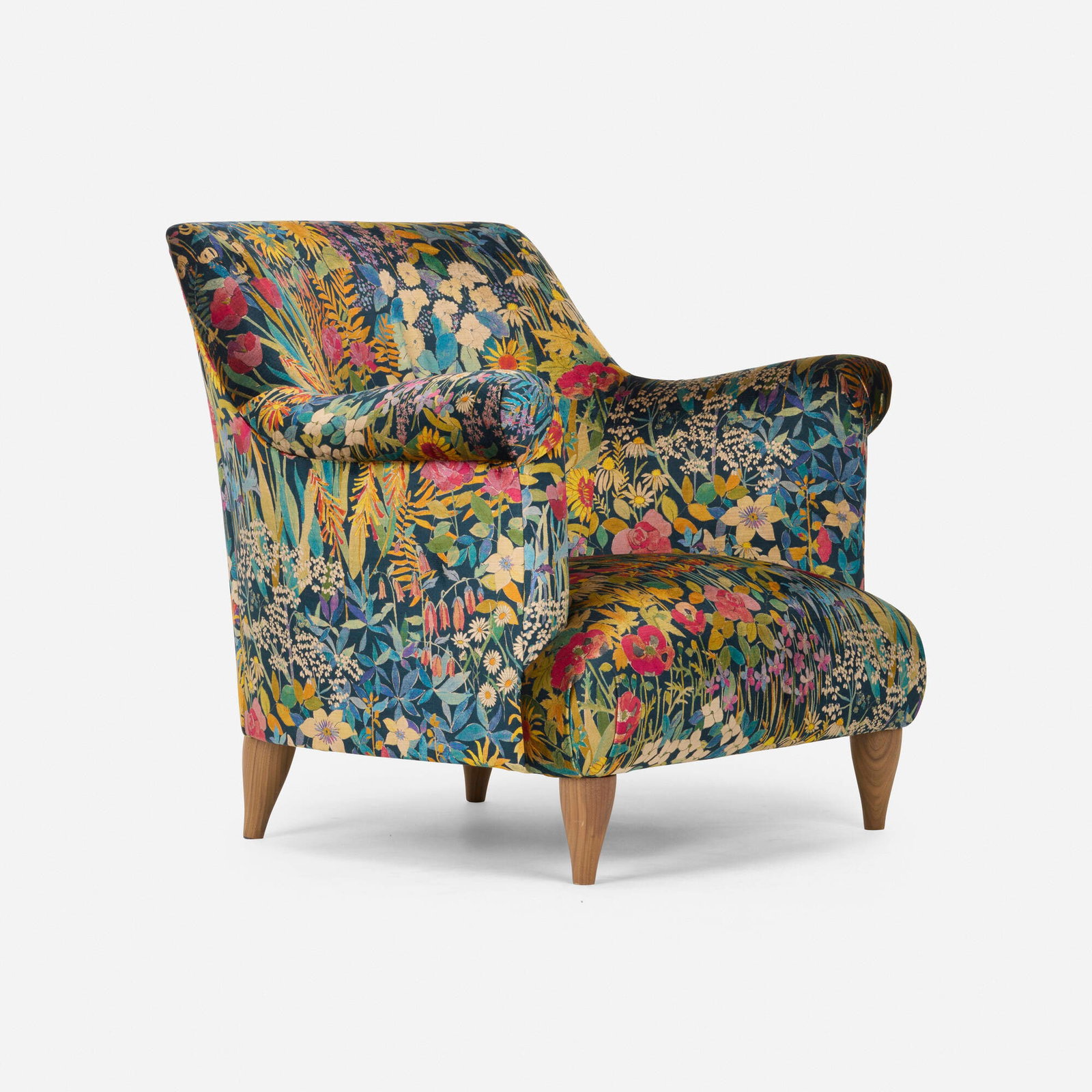 Russell Pinch, Goddard armchair: Russell Pinch Goddard armchair The Future Perfect United Kingdom, 2015 Liberty Faria Flowers velvet upholstery, walnut 31.75 h x 34.75 w x 34 d in (81 x 88 x 86 cm) This work