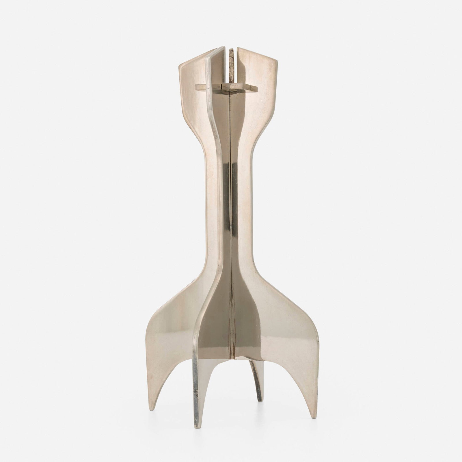 Marcel Breuer, Candlestick: Marcel Breuer Candlestick Gavina Hungary, c. 1963 silver-plated steel 14 h x 5 w x 5 d in (36 x 13 x 13 cm) This work will ship from Los Angeles, California.