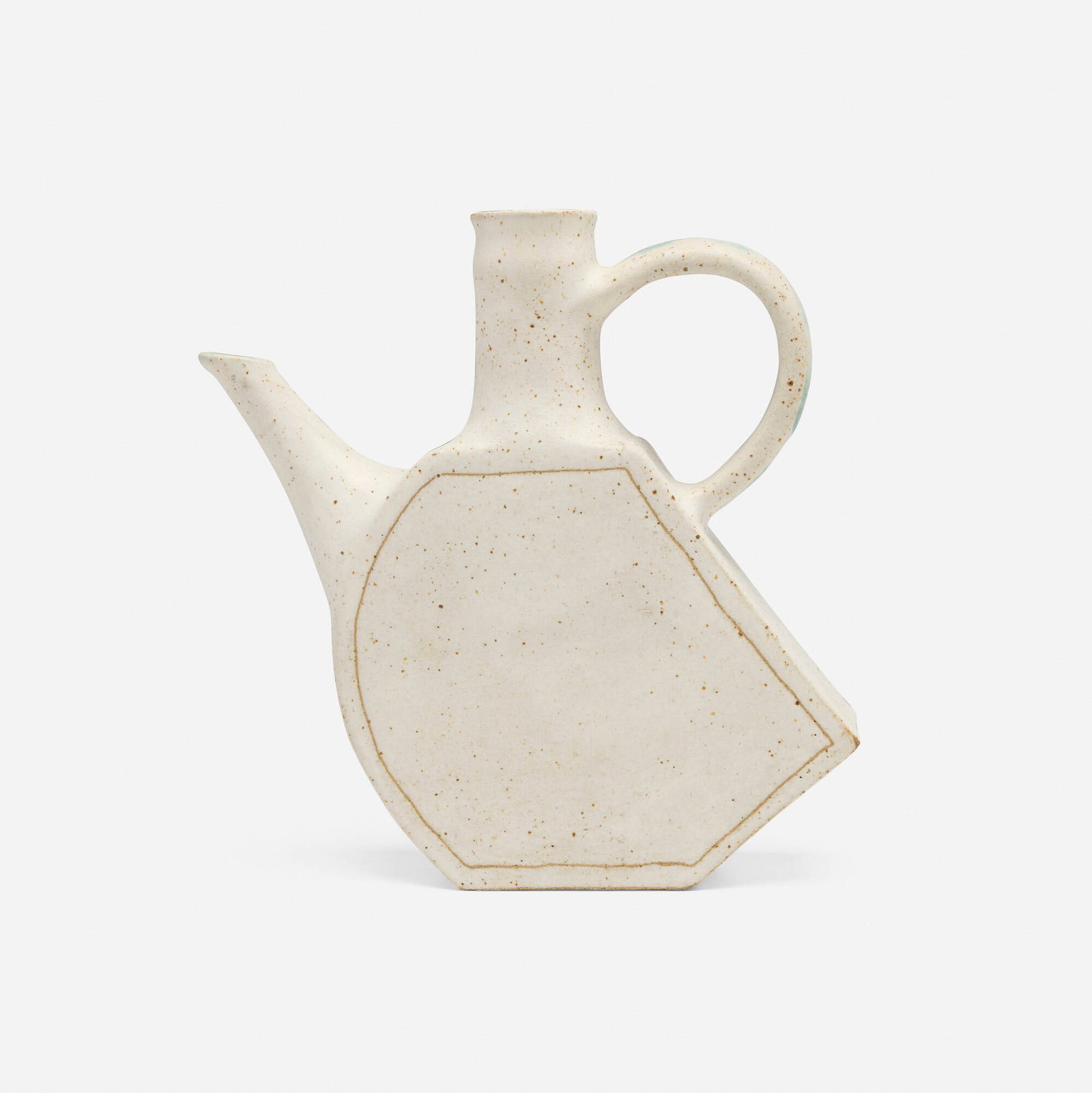 Bruno Gambone, Pitcher: Bruno Gambone Pitcher Italy, c. 1965 glazed stoneware 10 h x 10 w x 2.25 d in (25 x 25 x 6 cm) Glazed signature to underside 'Gambone Italy'. This work will ship from Chicago, Illinois.