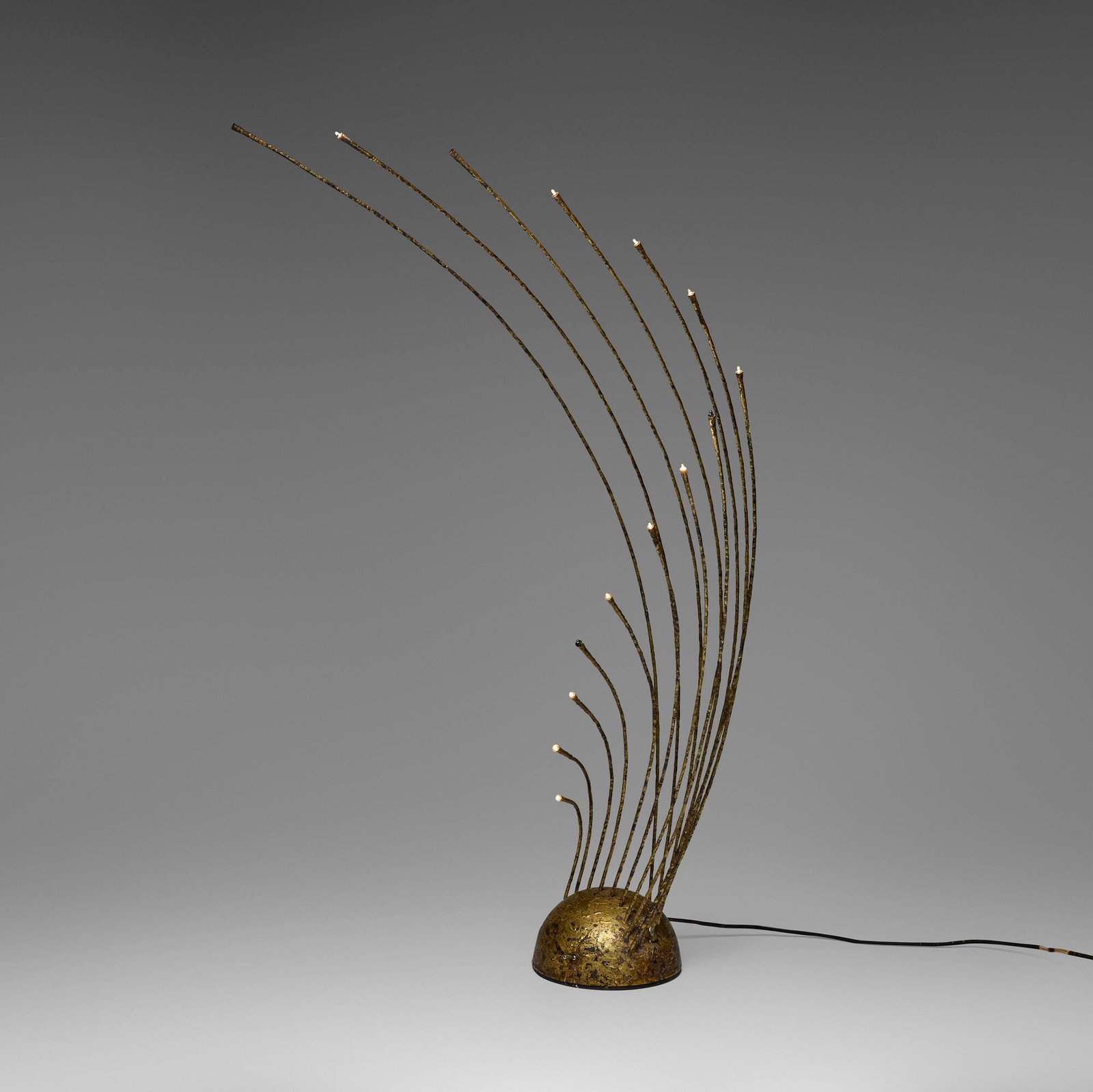 Eldon Danhausen, Sculptural lamp: Eldon Danhausen Sculptural lamp USA, late 20th century brass melt-coated steel 40 h x 24 w x 22 d in (102 x 61 x 56 cm) This work will ship from Chicago, Illinois.