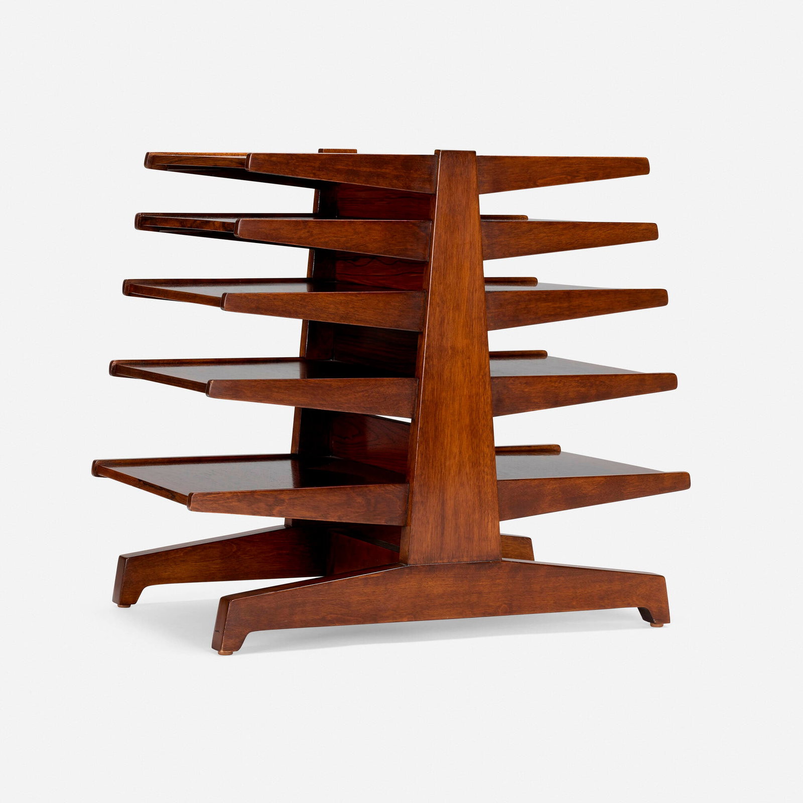 Edward Wormley, Magazine tree, model 4765: Edward Wormley Magazine tree, model 4765 Dunbar USA, 1947 / c. 1960 rosewood, walnut 24.375 h x 27.75 w x 16.25 d in (62 x 70 x 41 cm) D-shaped manufacturer's label to underside 'Dunbar Berne
