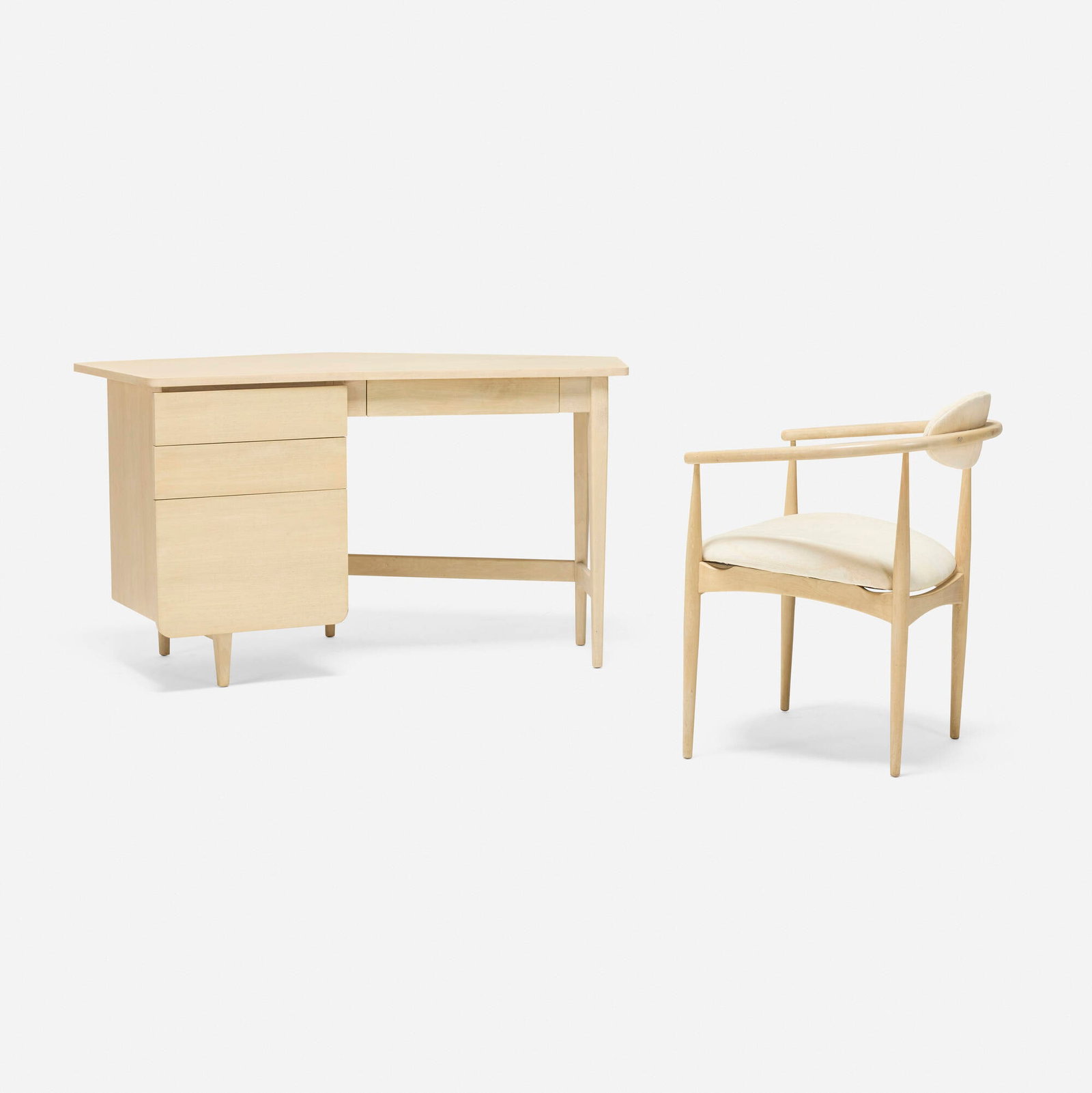 Bertha Schaefer, Desk, model 2162: Bertha Schaefer Desk, model 2162 Singer & Sons USA, c. 1955 walnut, glass, upholstery 29.25 h x 53.75 w x 28 d in (74 x 137 x 71 cm) Desk features four drawers. Decal manufacturer's mark to