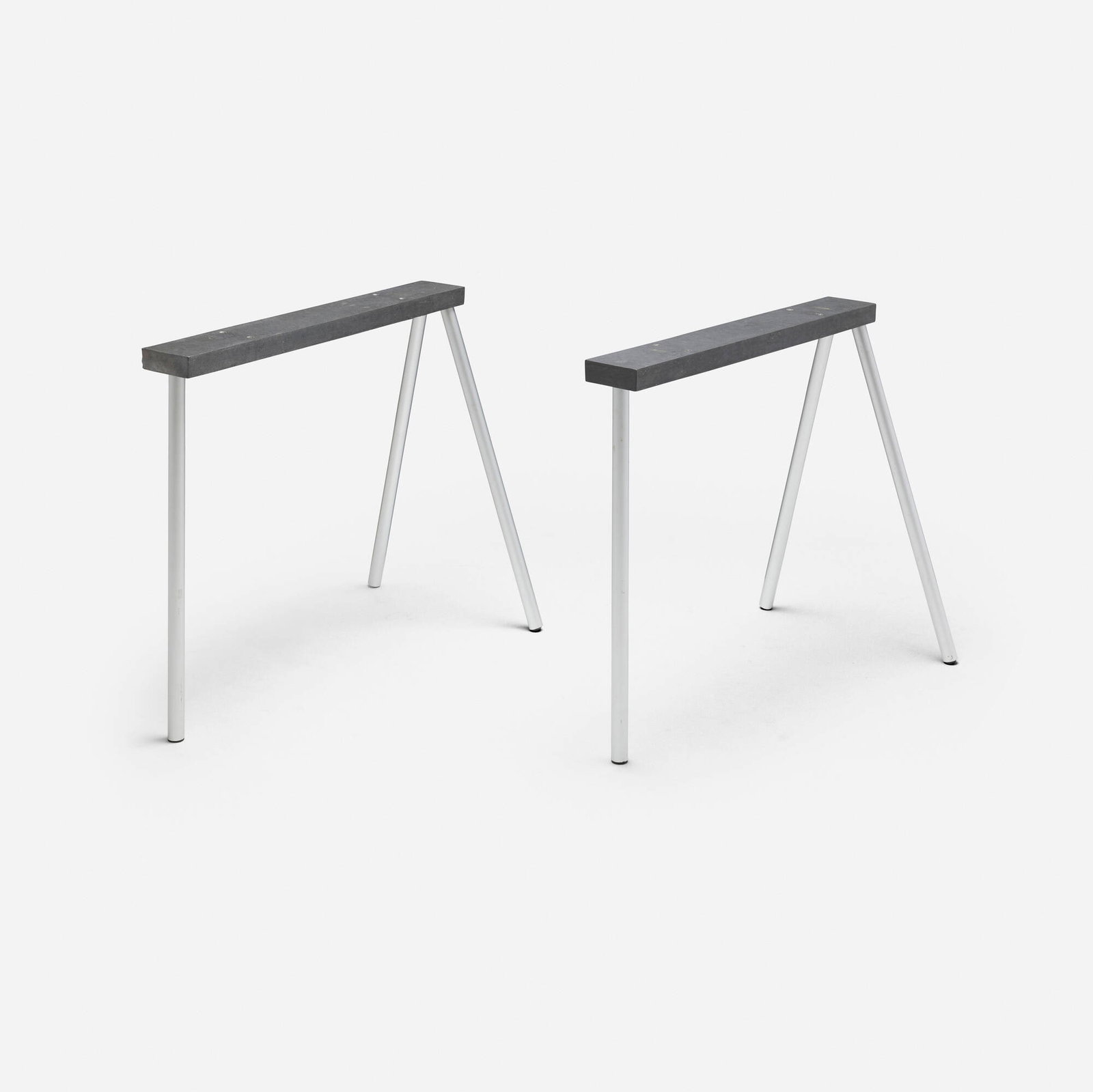 Maarten van Severen, Schraag trestle bases, pair: Maarten van Severen Schraag trestle bases, pair Bulo Belgium, 1999 cast aluminum, anodized aluminum 28.25 h x 33 w x 18.75 d in (72 x 84 x 48 cm) Cast manufacturer's mark to underside of each