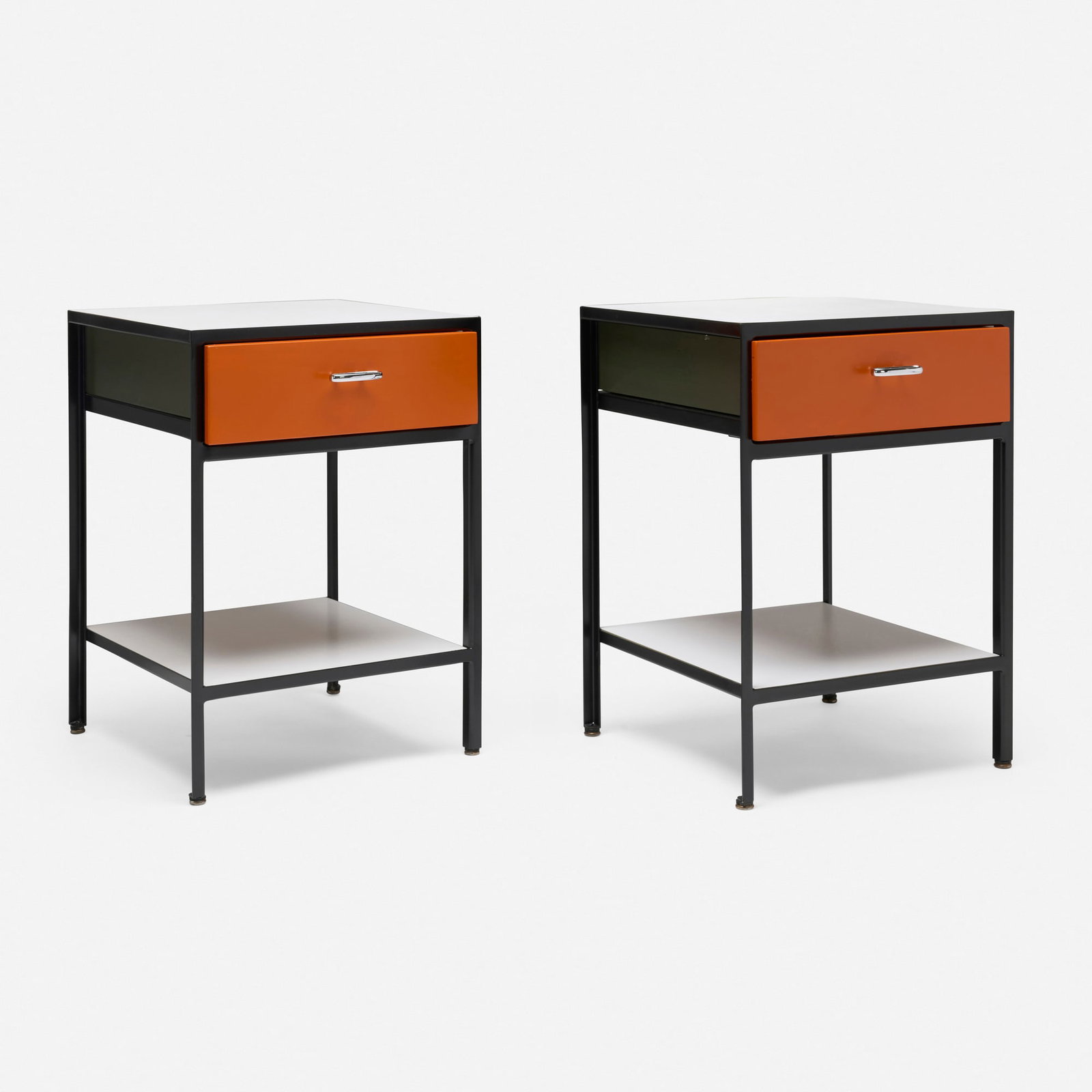 George Nelson & Associates, Steel Frame nightstands model 4053, pair (1 of 5)