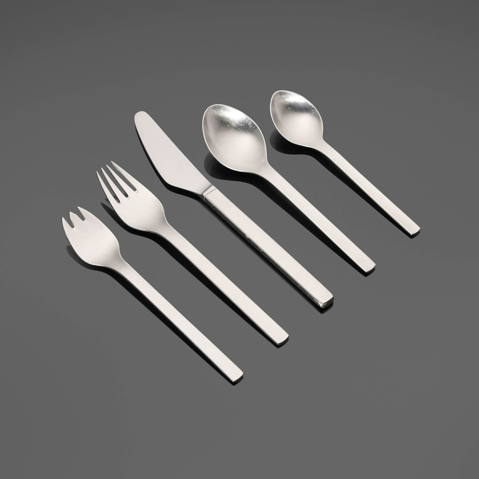 Magnus Stephensen, Tanaquil flatware service: Magnus Stephensen Tanaquil flatware service Georg Jensen Denmark, 1955 / 1959 stainless steel An example of this design is in the permanent collection of the Museum of Modern Art, New York. Complete