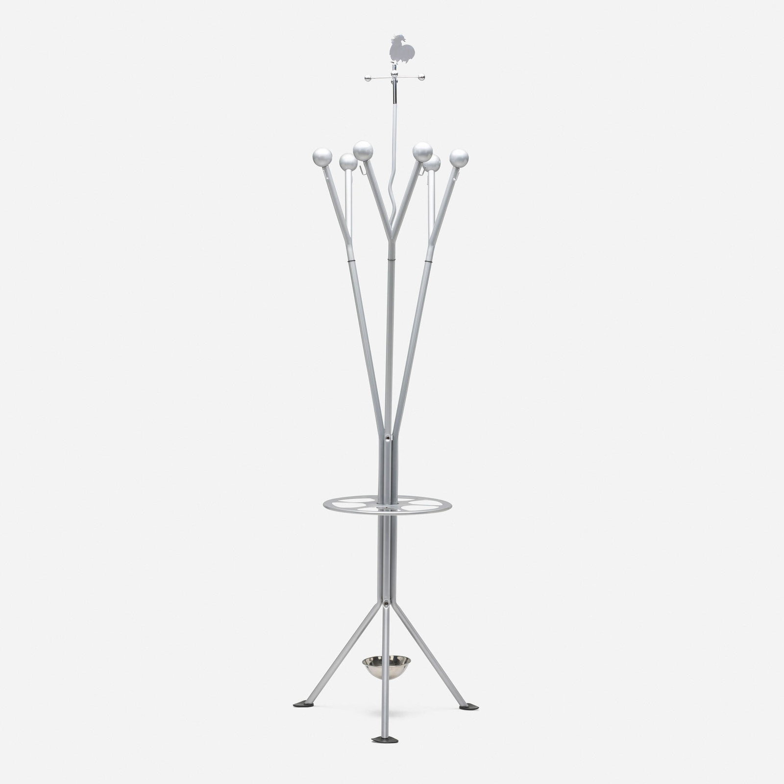 Alessandro Mendini, Amiko coat rack/umbrella stand: Alessandro Mendini Amiko coat rack/umbrella stand Baleri Italia Italy, c. 1989 lacquered steel, chrome-plated steel, stainless steel, rubber 84.25 h x 26 dia in (214 x 66 cm) Molded