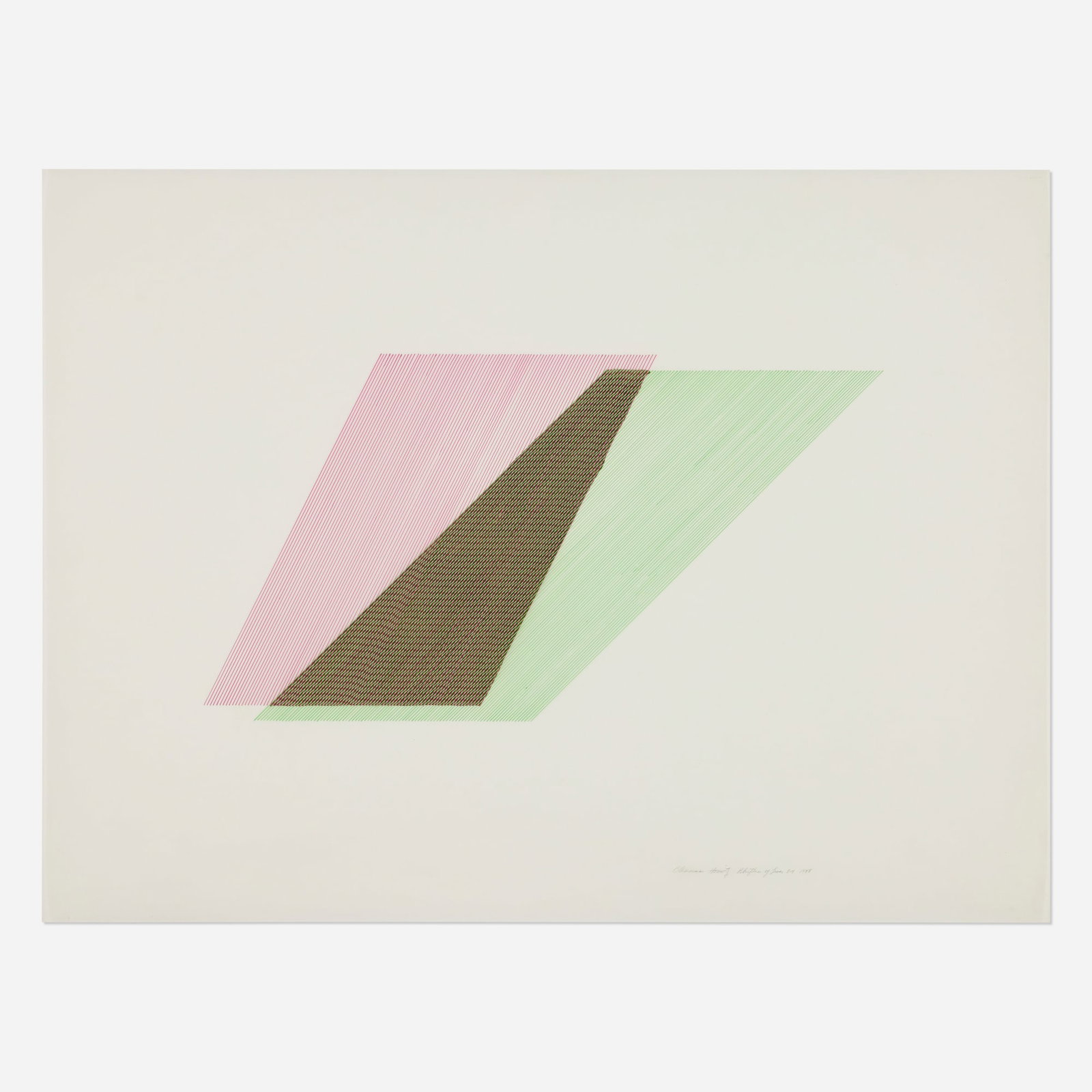 Channa Horwitz, Rhythm of Lines 8-4: Channa Horwitz Rhythm of Lines 8-4 1988 plaka and 23k gold leaf on Mylar 30 h x 40 w in (76 x 102 cm) Signed, titled, and dated to lower right 'Channa Horwitz Rhythm of Lines 8-4 1988'.