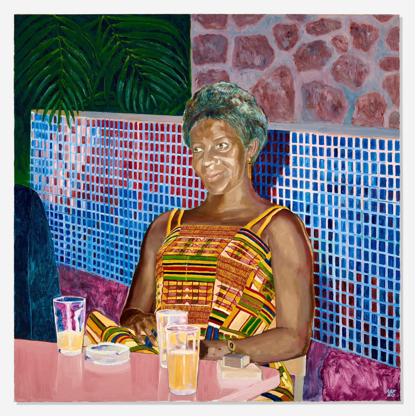 Arthur Timothy, Kente: Arthur Timothy Kente 2020 oil on canvas 39.25 h x 39.25 w x 1.5 d in (100 x 100 x 4 cm) Signed and dated to lower right 'ABT 20'. Signed twice, titled and dated to verso 'KENTE Arthur
