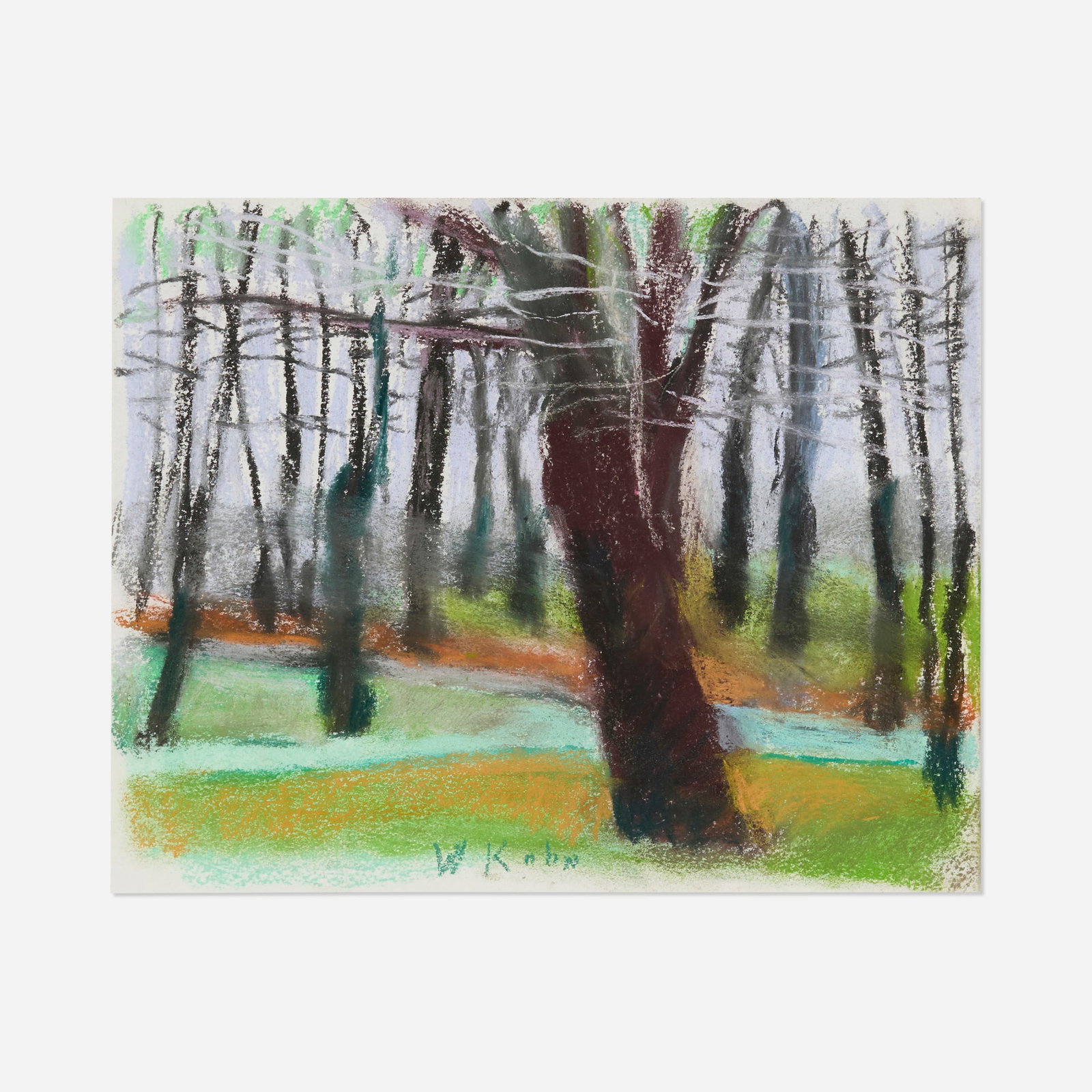 Wolf Kahn, Dark Tree Dance: Wolf Kahn Dark Tree Dance pastel on paper 10.75 h x 13.5 w in (27 x 34 cm) Signed to lower edge 'W Kahn'. Sold with a copy of the book Wolf Kahn: Pastels. Provenance: Jerald Melberg Gallery,